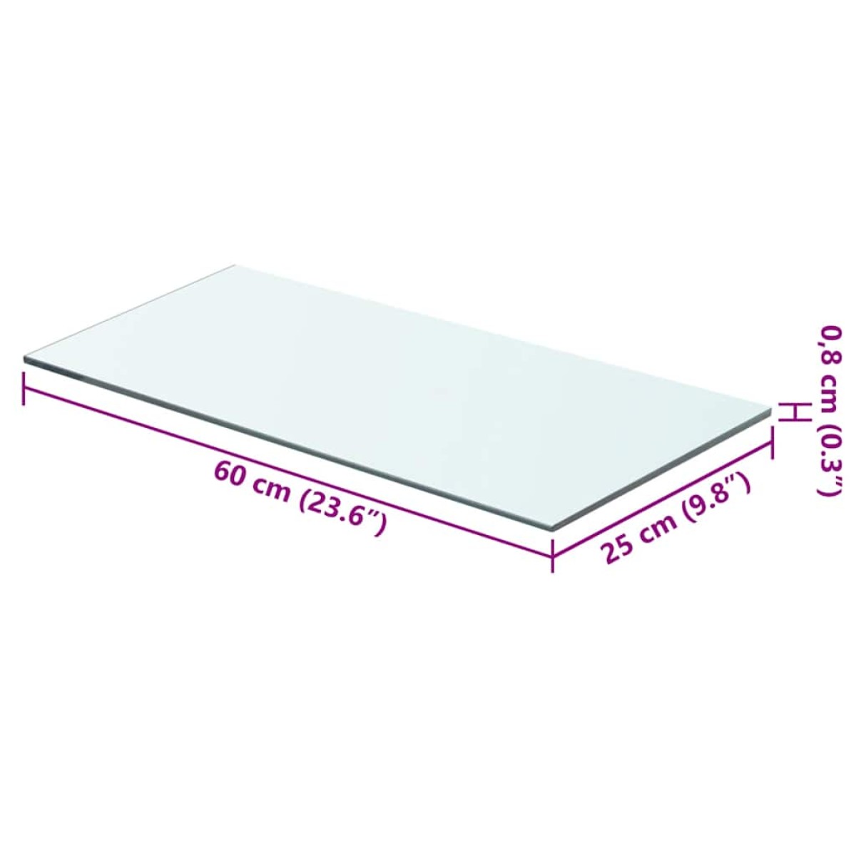 vidaXL Ράφι Πάνελ Διάφανο 60 x 25 εκ. Γυάλινο