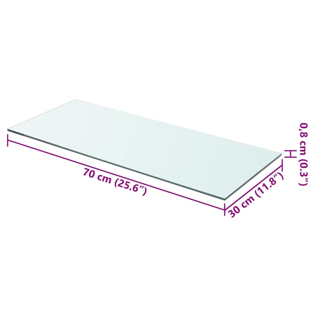 vidaXL Ράφι Πάνελ Διάφανο 70 x 30 εκ. Γυάλινο