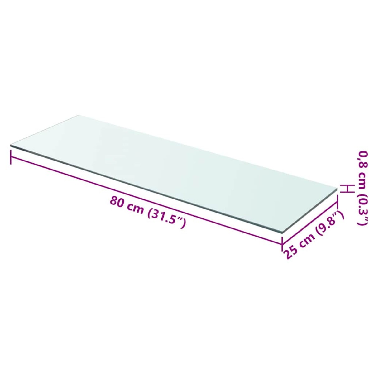 vidaXL Ράφι Πάνελ Διάφανο 80 x 25 εκ. Γυάλινο