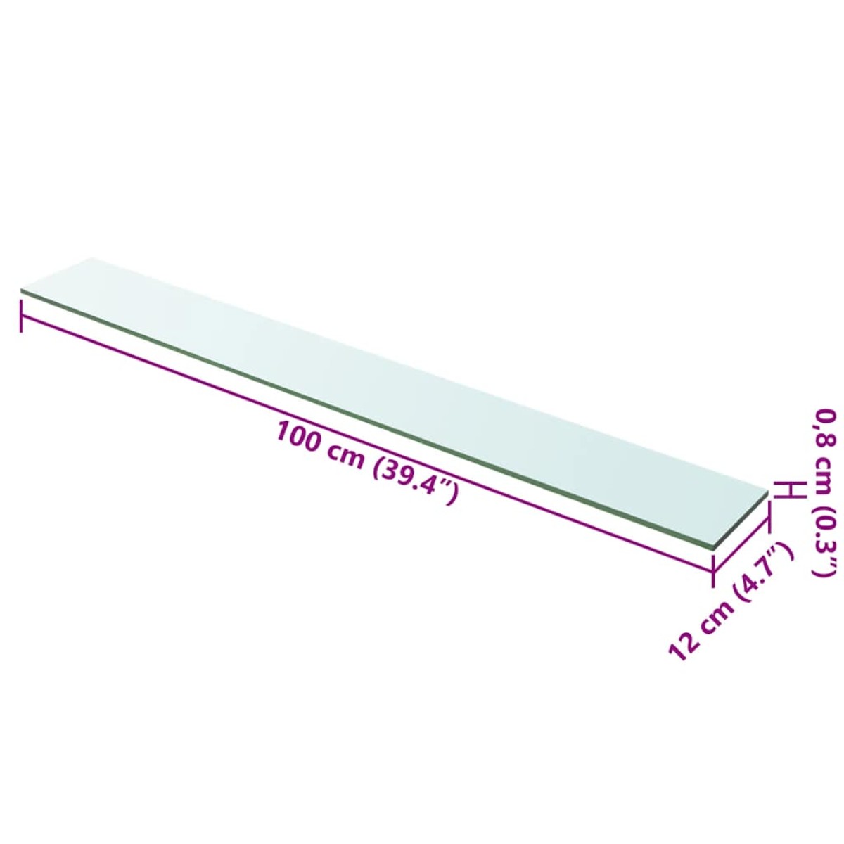 vidaXL Ράφι Πάνελ Διάφανο 100 x 12 εκ. Γυάλινο