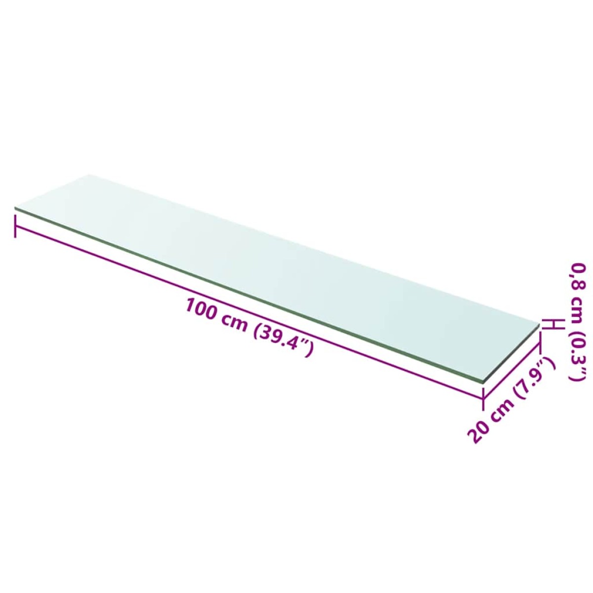 vidaXL Ράφι Πάνελ Διάφανο 100 x 20 εκ. Γυάλινο