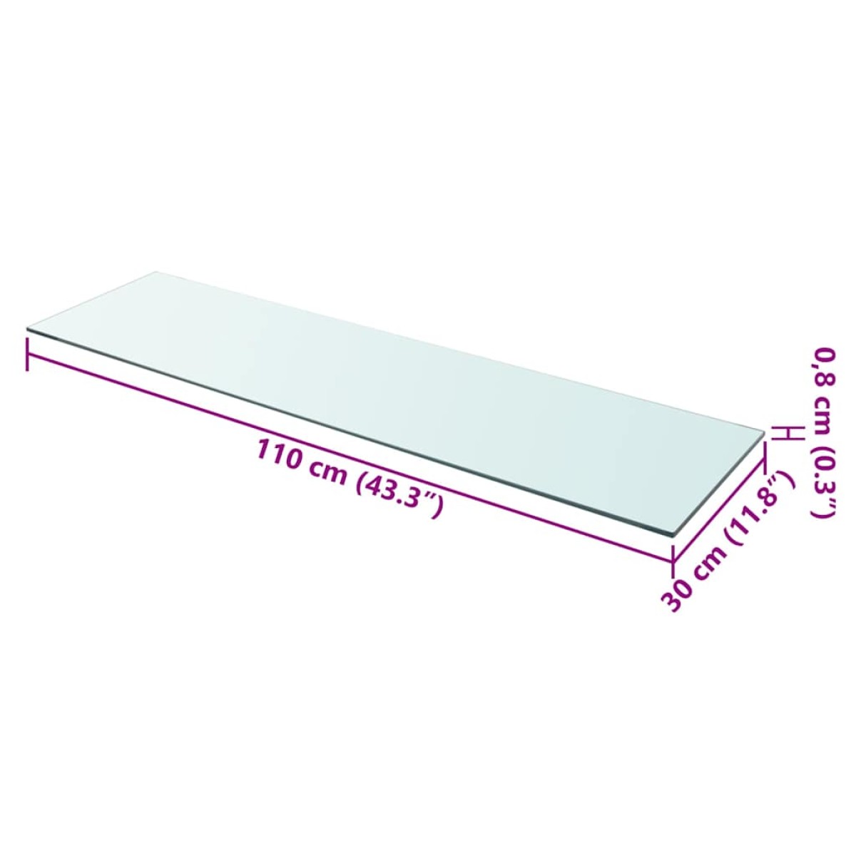 vidaXL Ράφι Πάνελ Διάφανο 110 x 30 εκ. Γυάλινο