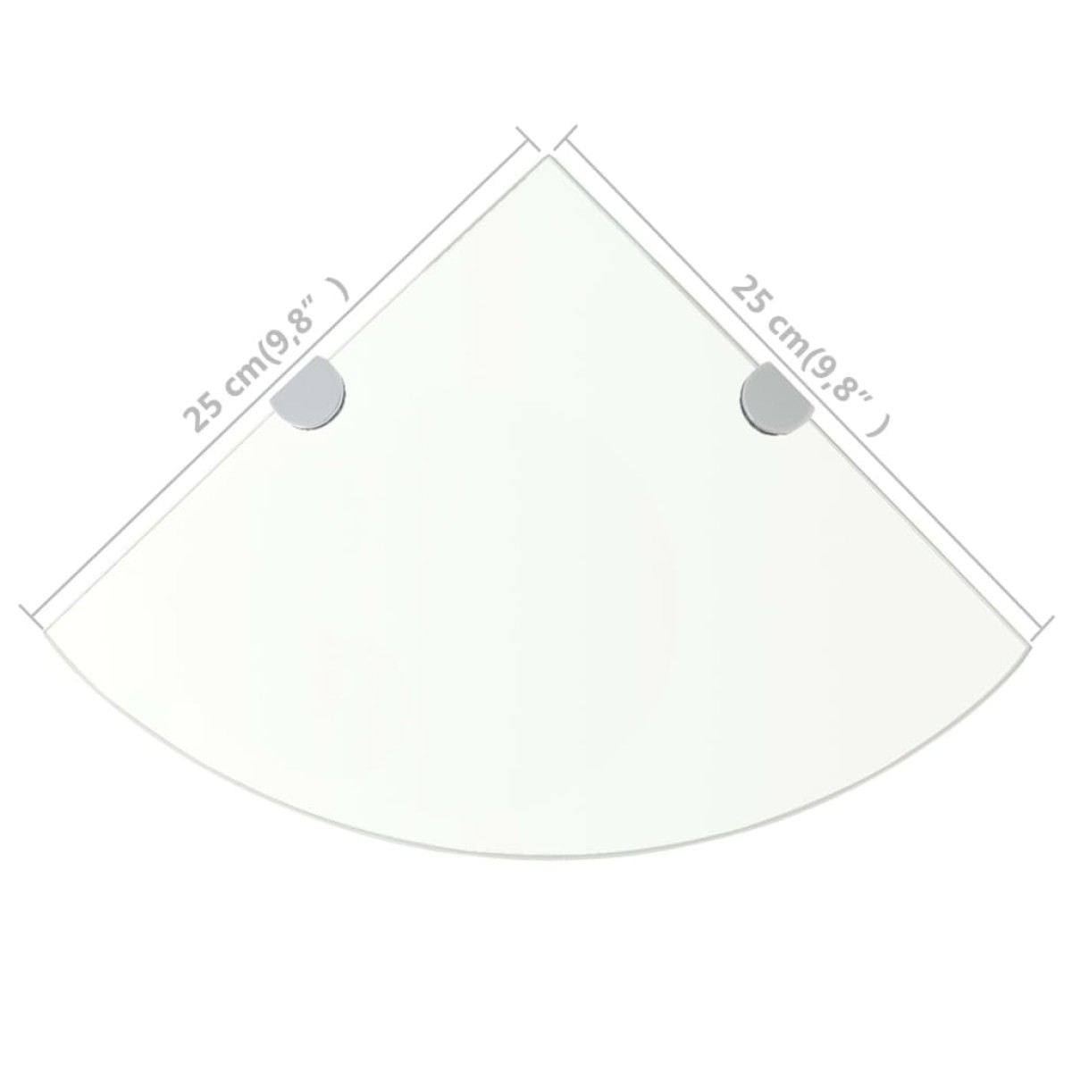 vidaXL Ράφι Γωνιακό Διάφανο 25 x 25 εκ. Γυάλινο με Στηρίγματα Χρωμίου