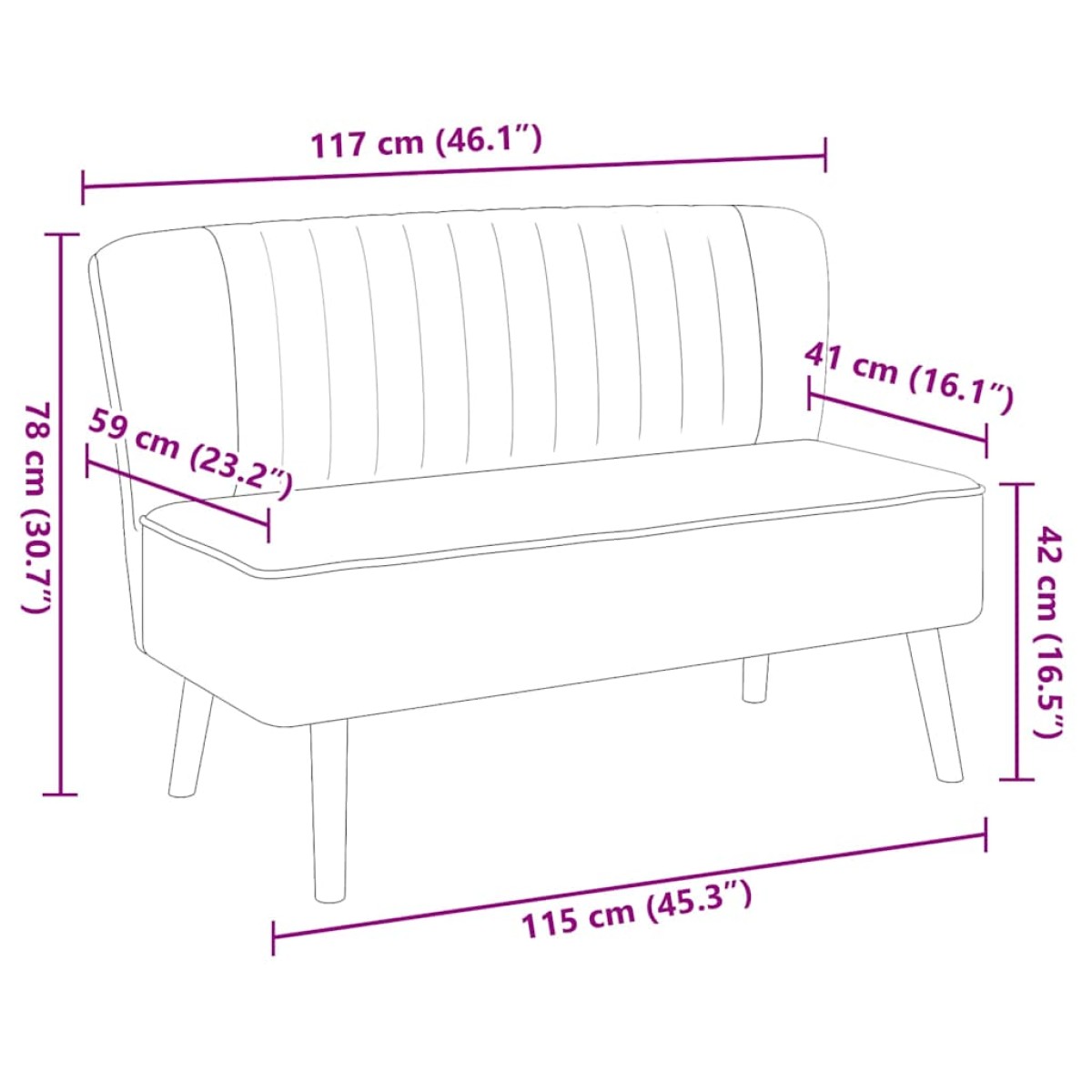 vidaXL Καναπές Σκούρο Γκρι 117 x 55,5 x 77 εκ. Υφασμάτινος