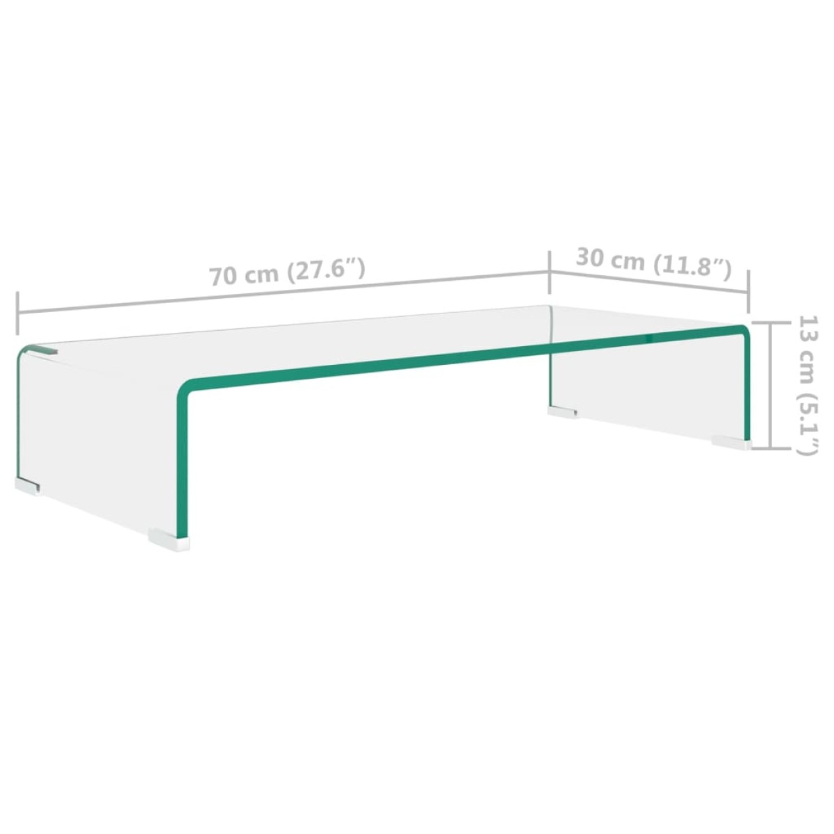 vidaXL Βάση Τηλεόρασης/Οθόνης Διάφανη 70 x 30 x 13 εκ. Γυάλινη