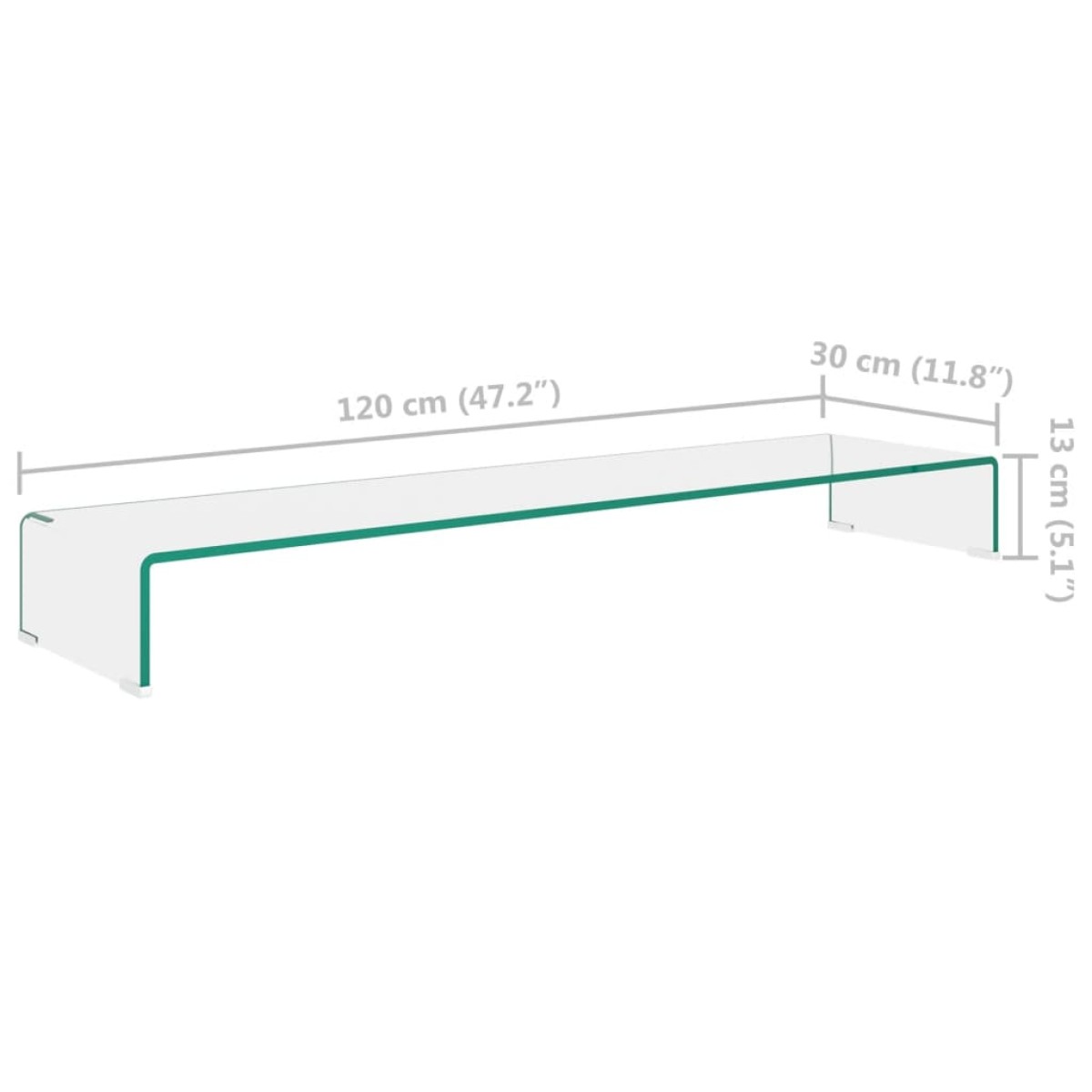 vidaXL Βάση Τηλεόρασης/Οθόνης Διάφανη 120 x 30 x 13 εκ. Γυάλινη