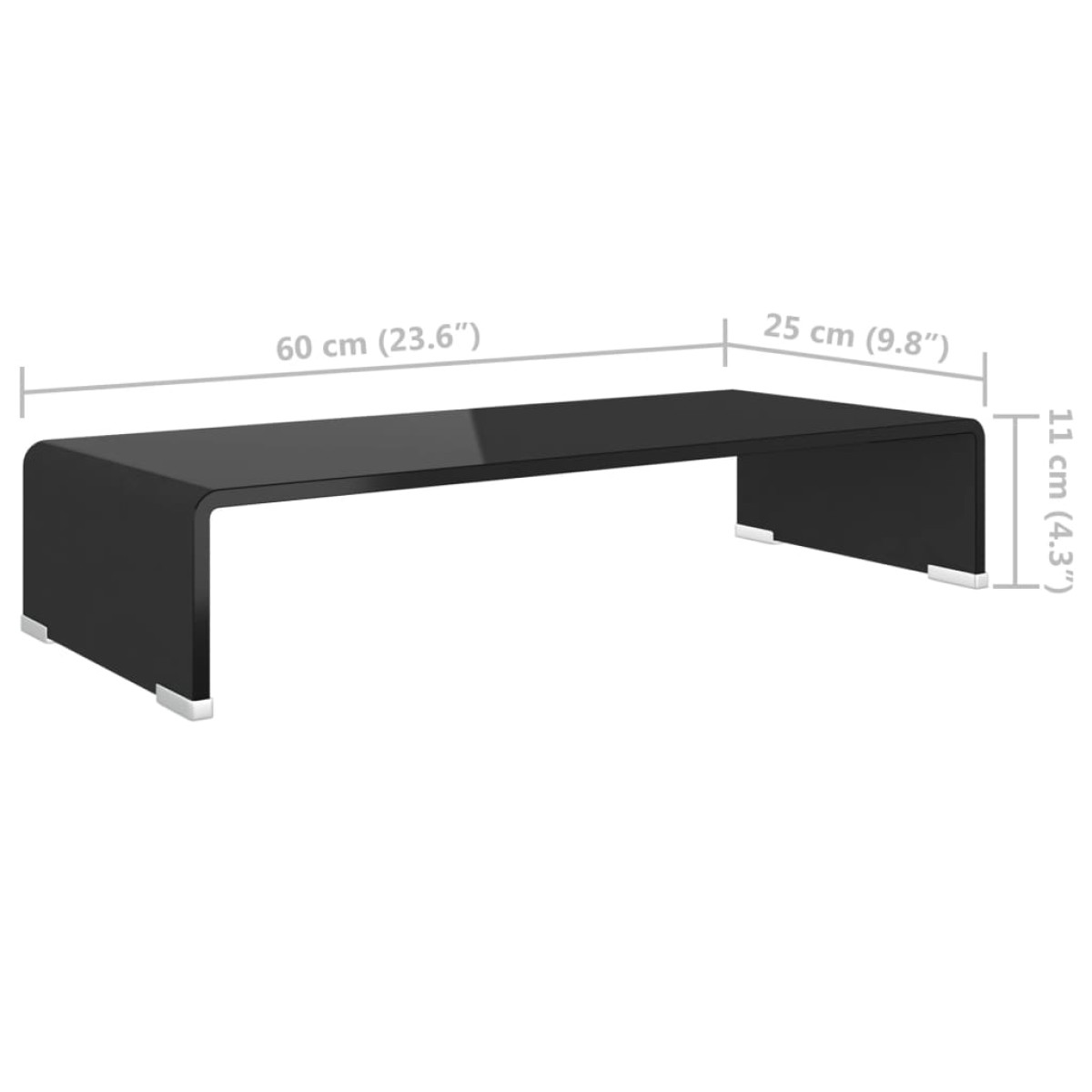 vidaXL Βάση Τηλεόρασης/Οθόνης Μαύρη 60 x 25 x 11 εκ. Γυάλινη