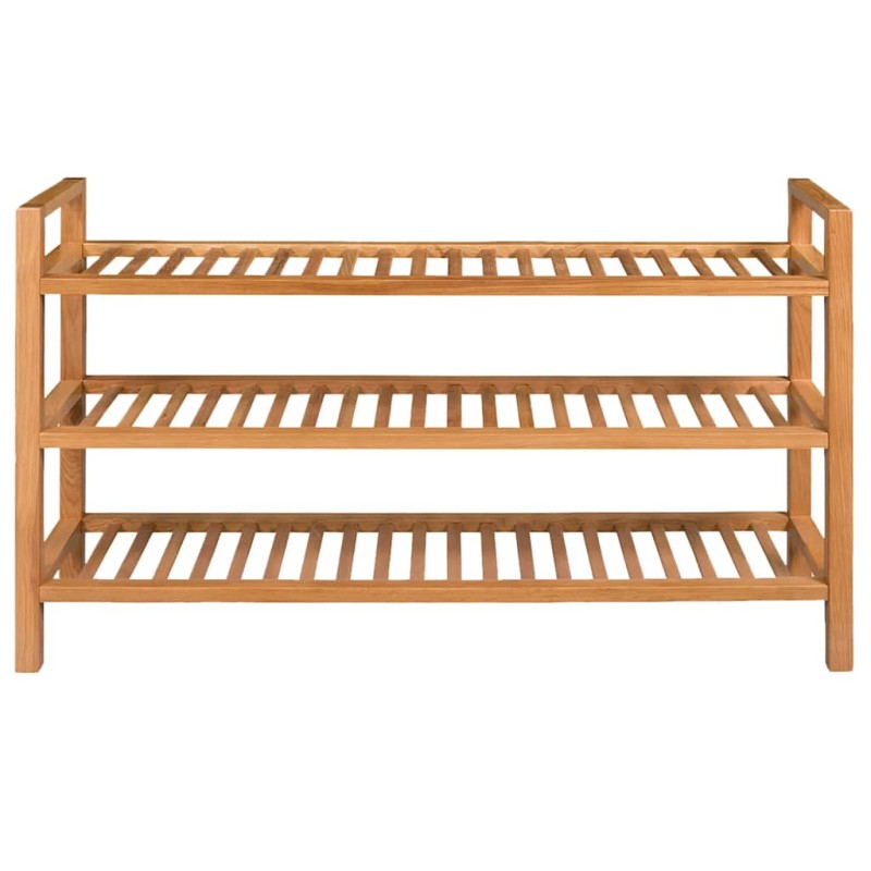 vidaXL Παπουτσοθήκη με 3 Ράφια 100 x 27 x 60 εκ. Μασίφ Ξύλο Δρυός