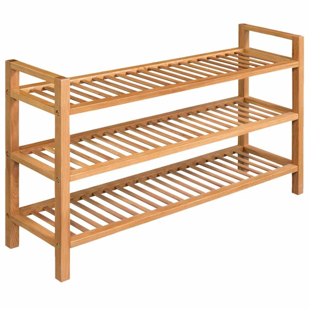 vidaXL Παπουτσοθήκη με 3 Ράφια 100 x 27 x 60 εκ. Μασίφ Ξύλο Δρυός