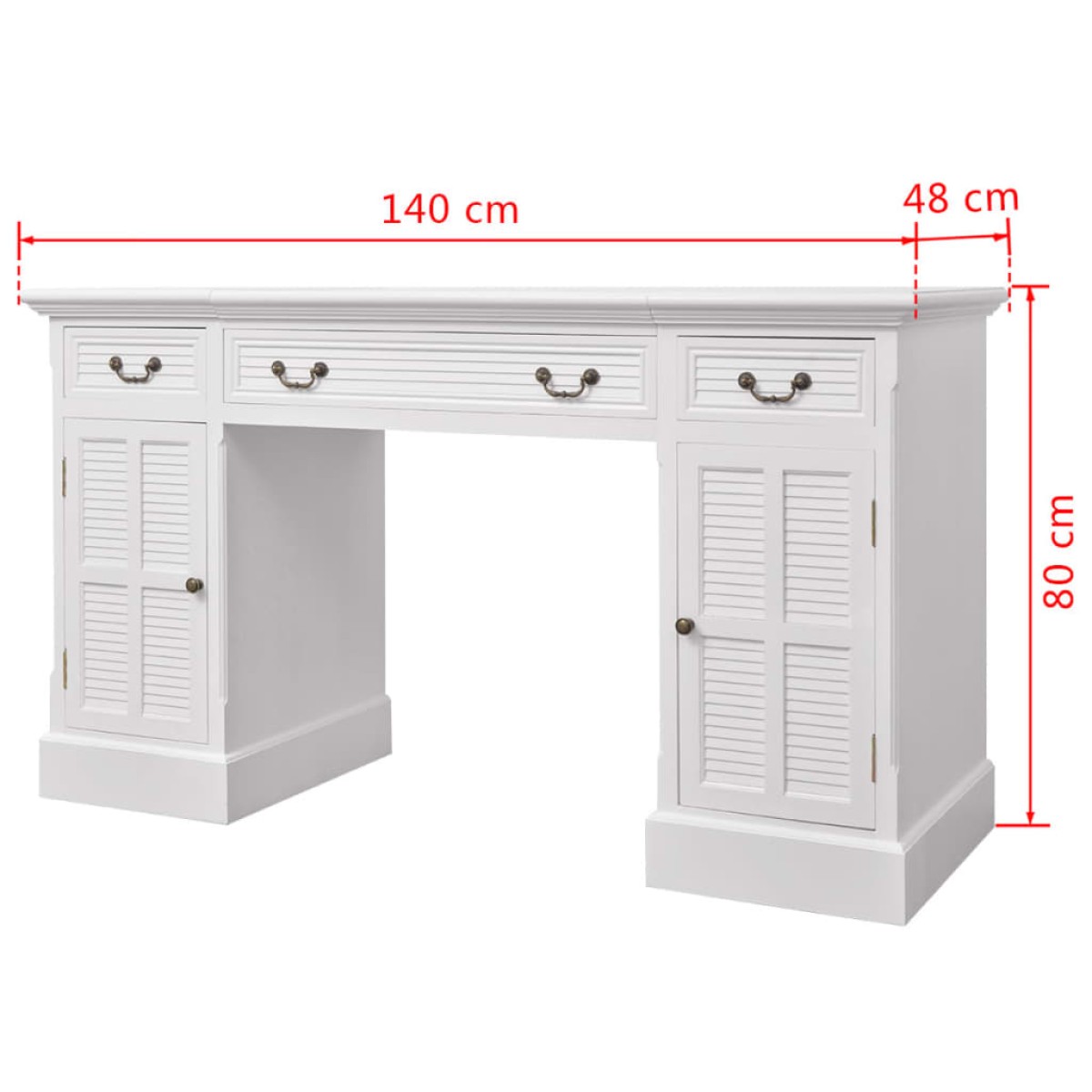vidaXL Γραφείο Δύο Όψεων Λευκό 140 x 48 x 80 εκ.