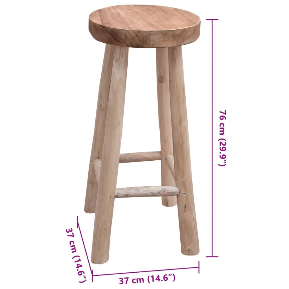 vidaXL Σκαμπό Μπαρ από Μασίφ Ξύλο Teak
