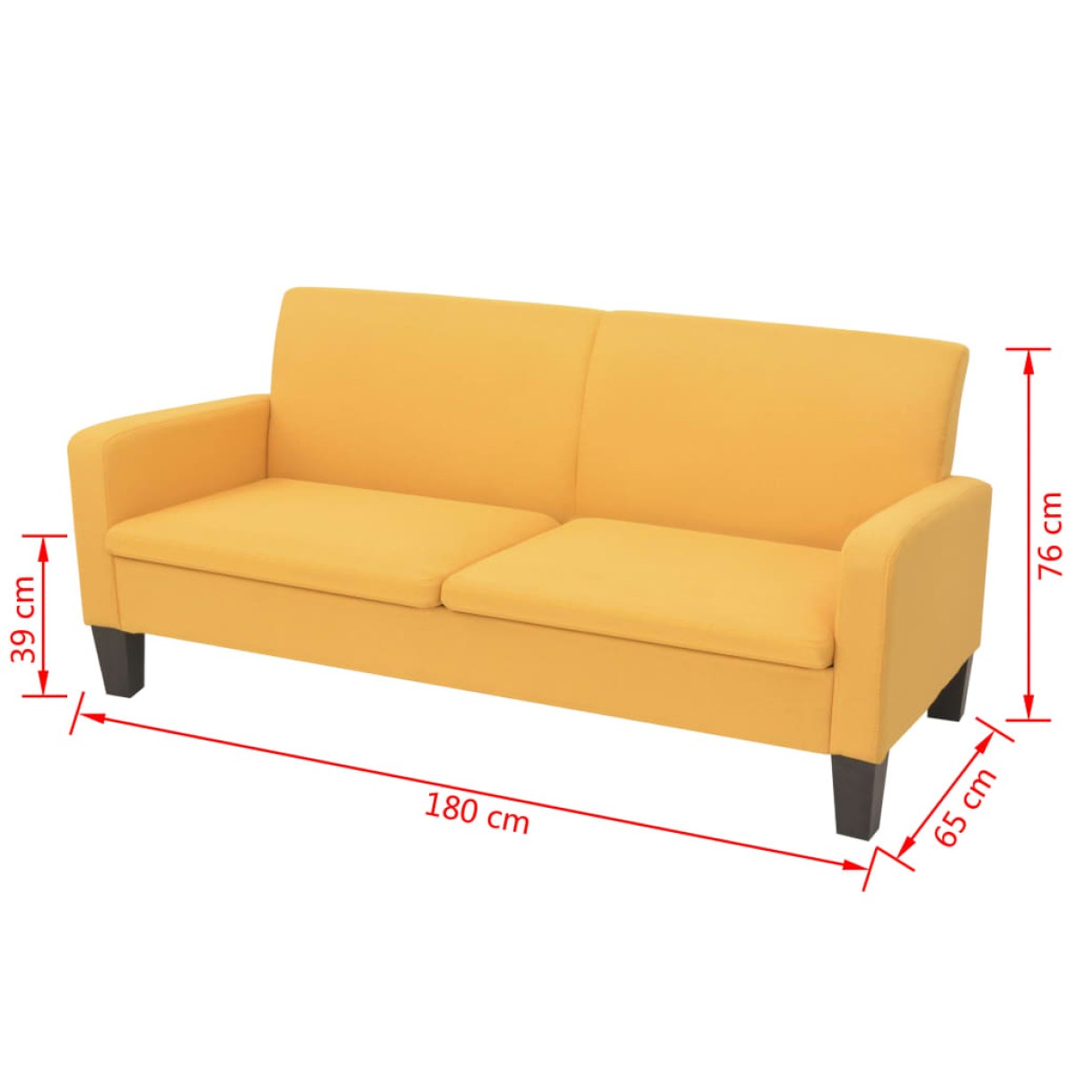 vidaXL Καναπές Τριθέσιος Κίτρινος 180 x 65 x 76 εκ.