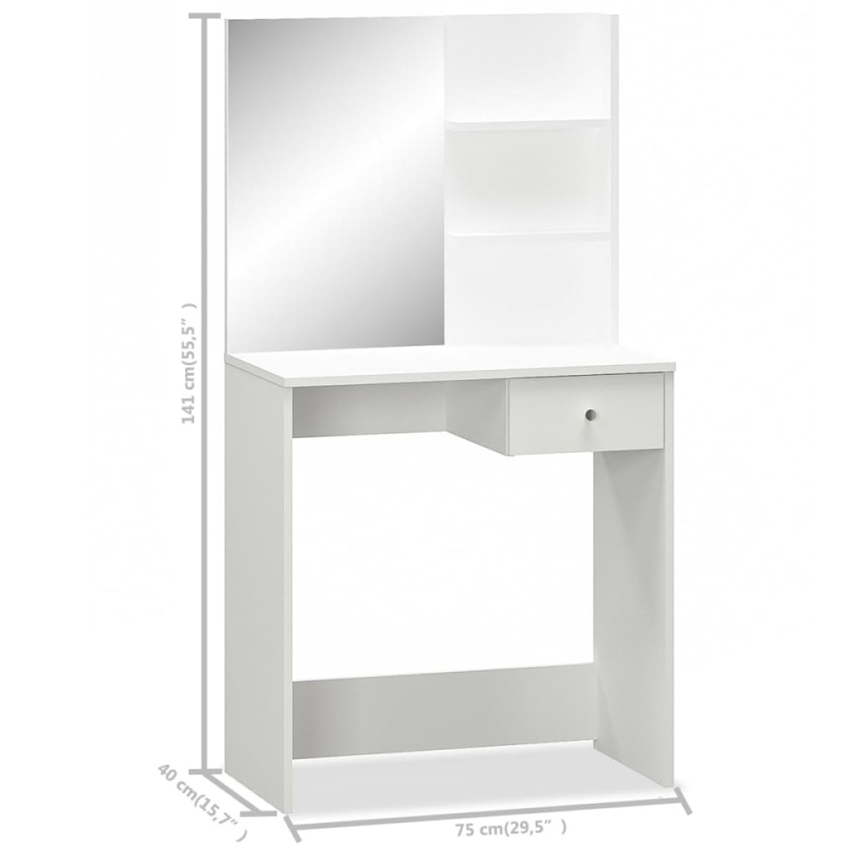 vidaXL Μπουντουάρ Λευκό 75 x 40 x 141 εκ. από Μοριοσανίδα