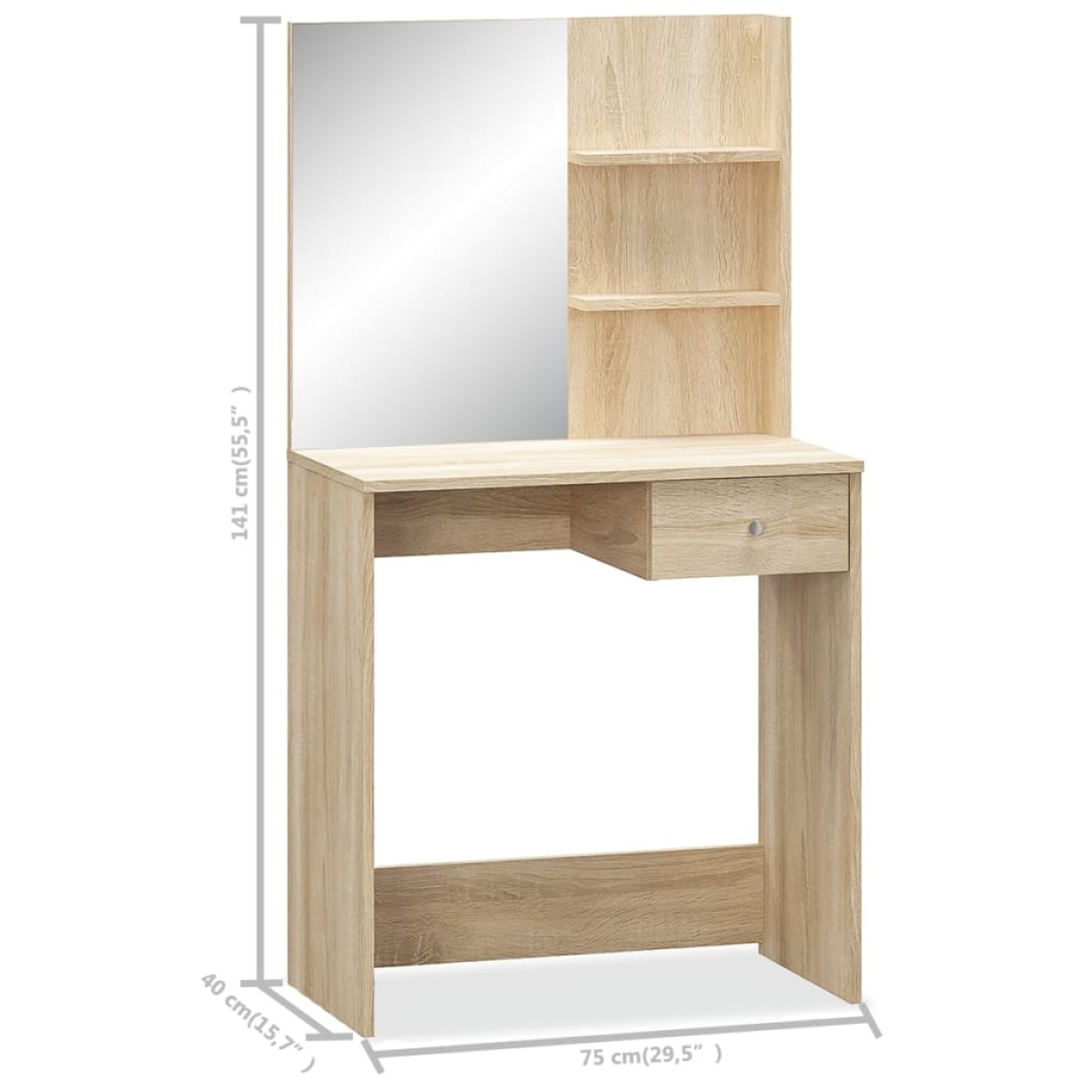 vidaXL Μπουντουάρ Χρώμα Δρυς 75 x 40 x 141 εκ. από Μοριοσανίδα