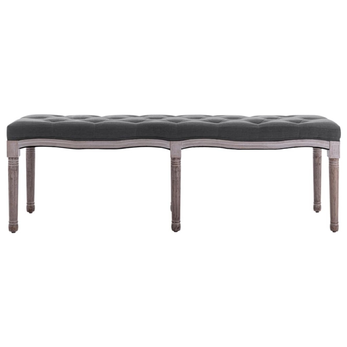 vidaXL Ταμπουρέ Σκούρο Γκρι 150 x 40 x 48 εκ. από Λινό και Μασίφ Ξύλο