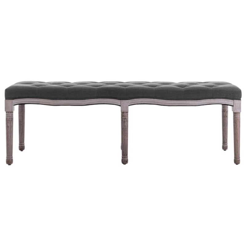 vidaXL Ταμπουρέ Σκούρο Γκρι 150 x 40 x 48 εκ. από Λινό και Μασίφ Ξύλο