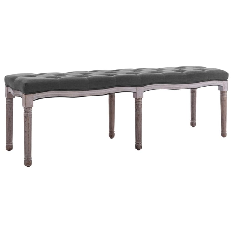 vidaXL Ταμπουρέ Σκούρο Γκρι 150 x 40 x 48 εκ. από Λινό και Μασίφ Ξύλο