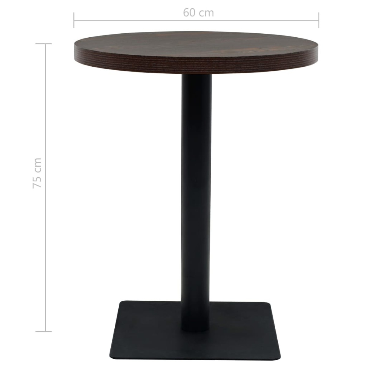 vidaXL Τραπέζι Bistro Στρογγυλό Σκούρο Σταχτί 60 x 75 εκ. MDF / Ατσάλι