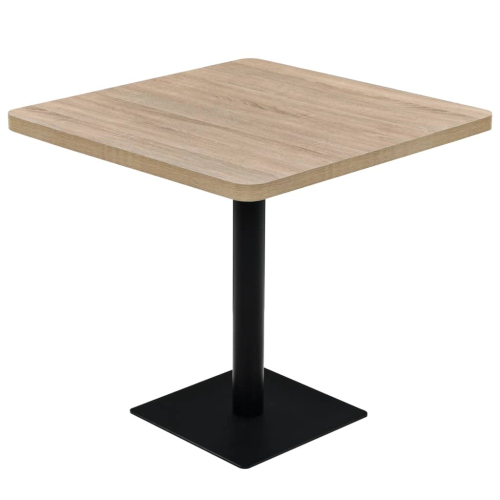 vidaXL Τραπέζι Bistro Τετράγωνο Χρώμα Δρυός 80x80x75 εκ. MDF/Ατσάλι