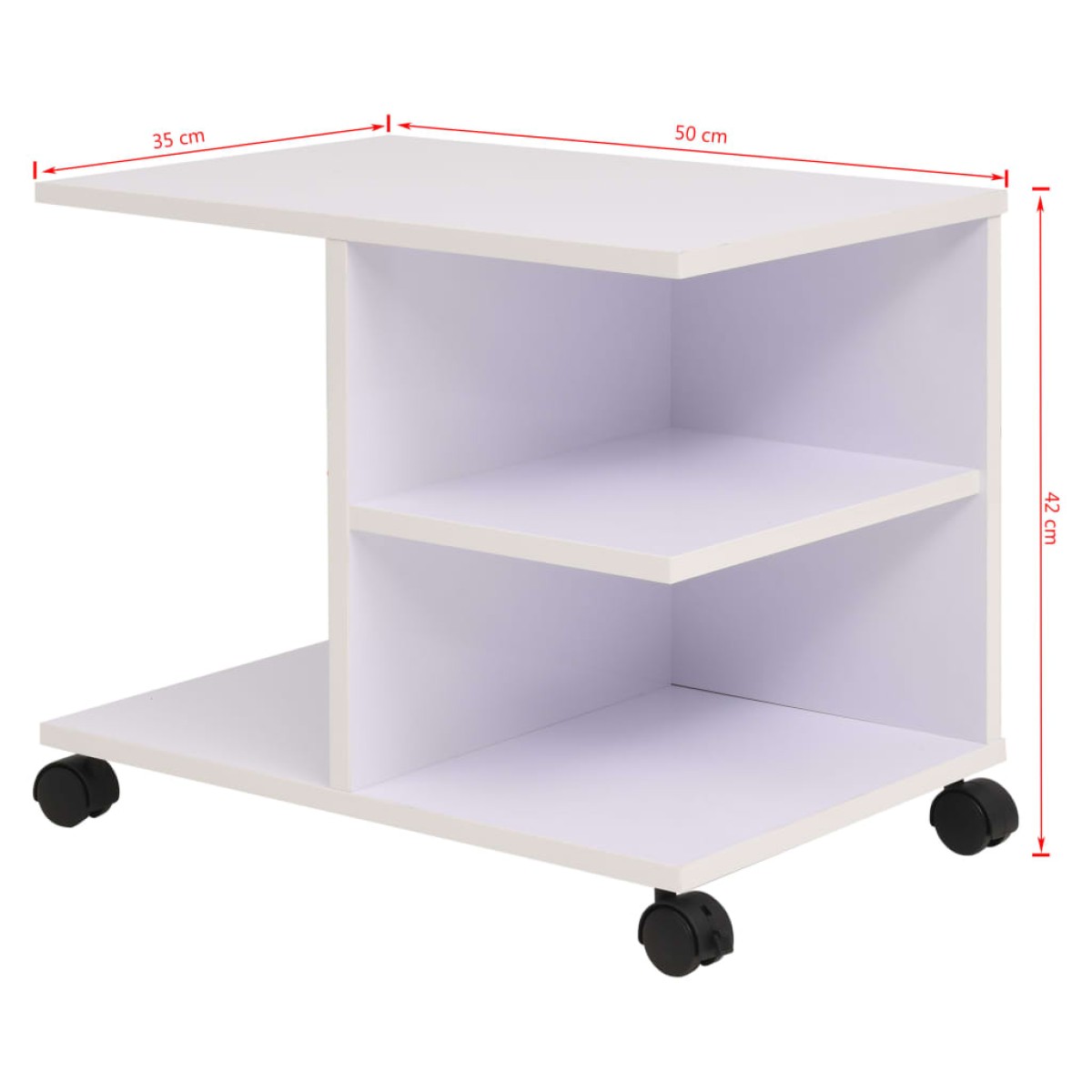 vidaXL Ραφιέρα με Ρόδες Λευκό Χρώμα 50 x 35 x 42 εκ.