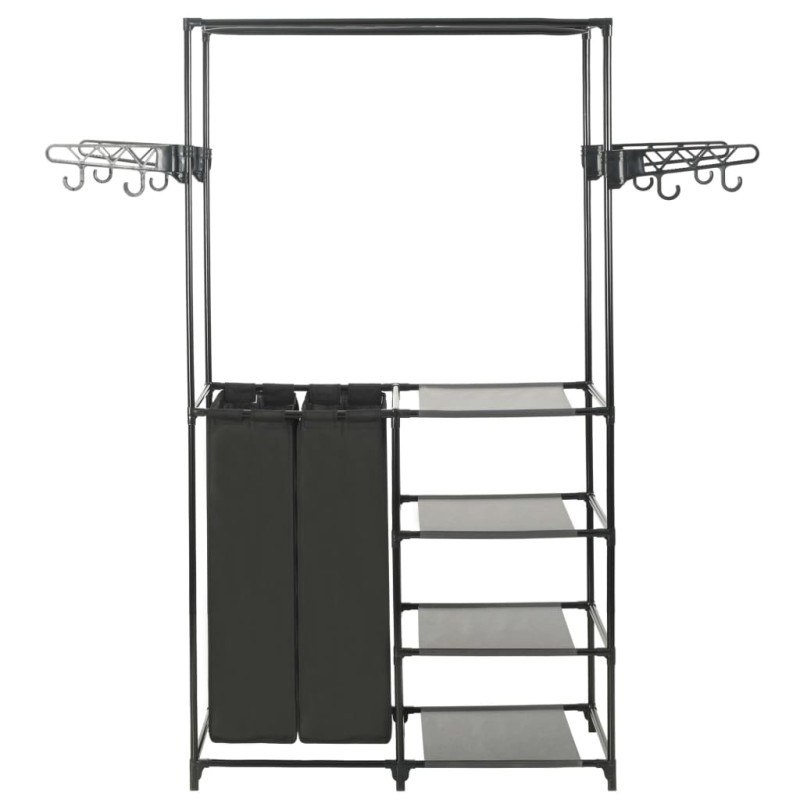 vidaXL Κρεμάστρα Δαπέδου Μαύρη 87x44x158 εκ. Ατσάλι/Ύφασμα Non-woven