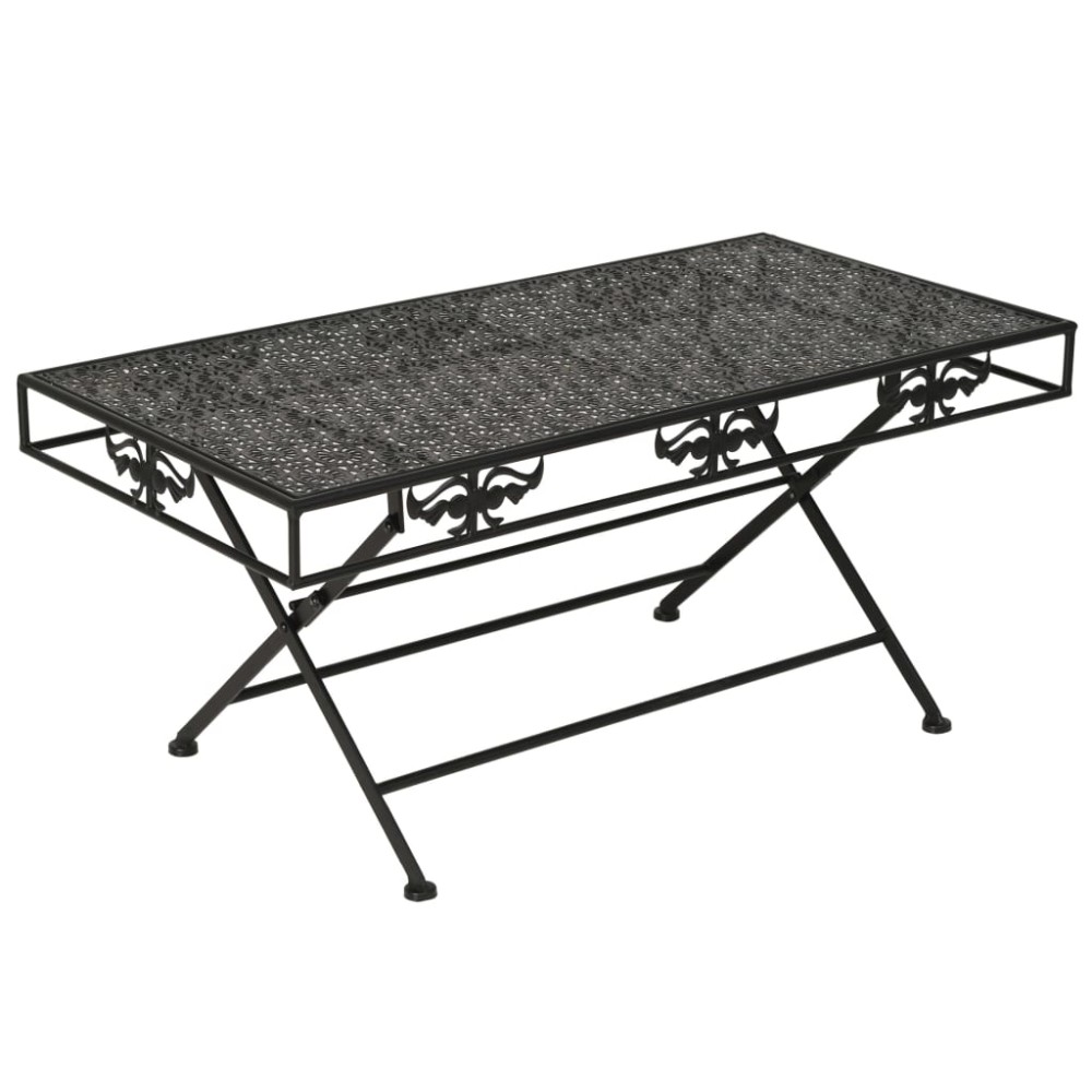 vidaXL Τραπέζι Σαλονιού Πτυσσόμενο Vintage Μαύρο 100x50x45 εκ. Μέταλλο