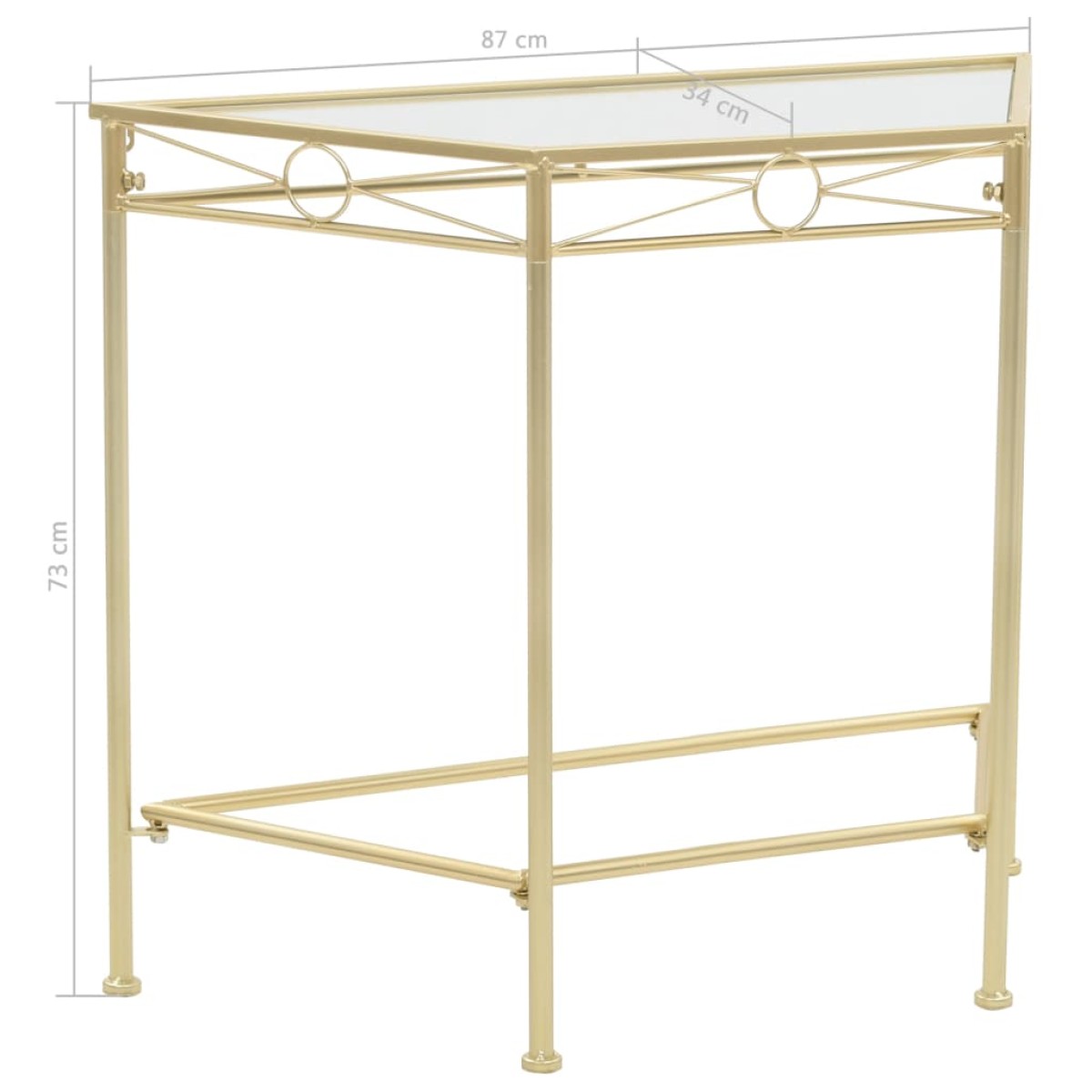 vidaXL Βοηθητικό Τραπέζι Vintage Στιλ Χρυσό 87 x 34 x 73 εκ. Μεταλλικό