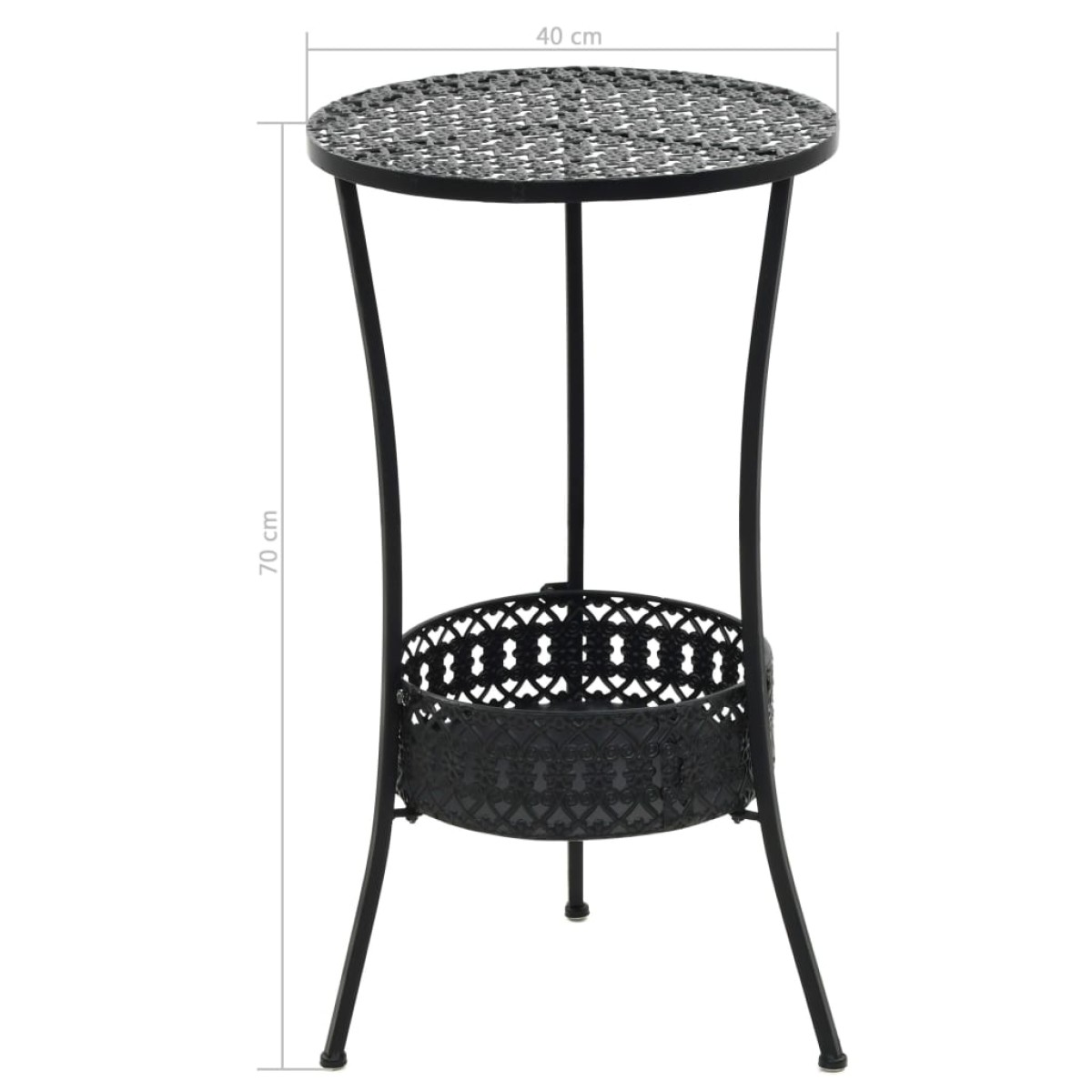 vidaXL Τραπέζι Bistro Μαύρο 40 x 70 εκ. Μεταλλικό