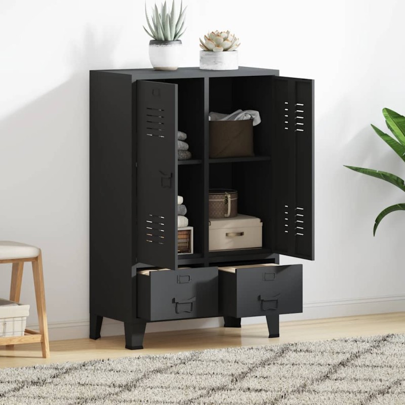 vidaXL Ντουλάπι με Βιομηχανικό Στιλ Μαύρο 67 x 35 x 107 εκ. Μεταλλικό