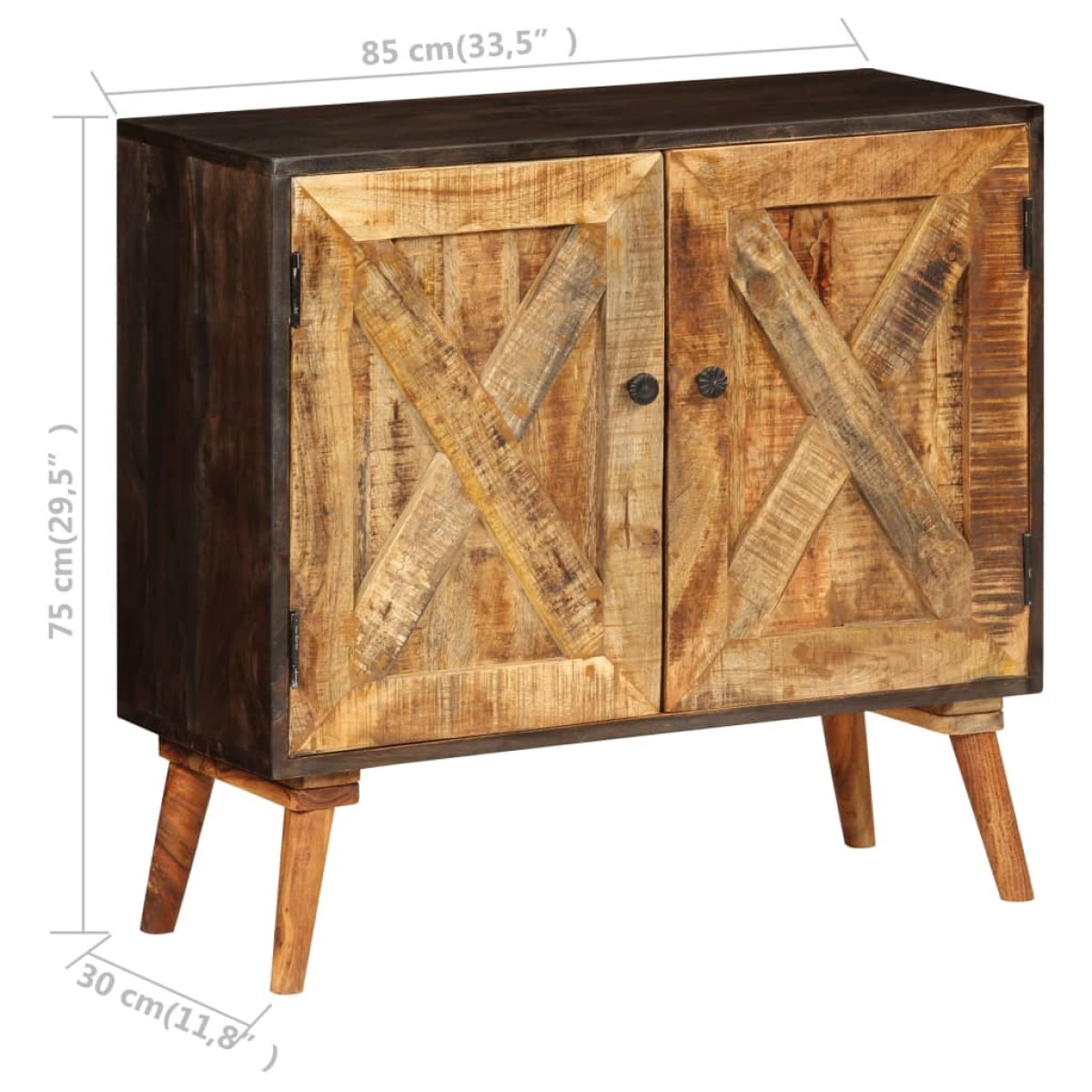 vidaXL Ντουλάπι 85 x 30 x 75 εκ. από Μασίφ Ξύλο Μάνγκο