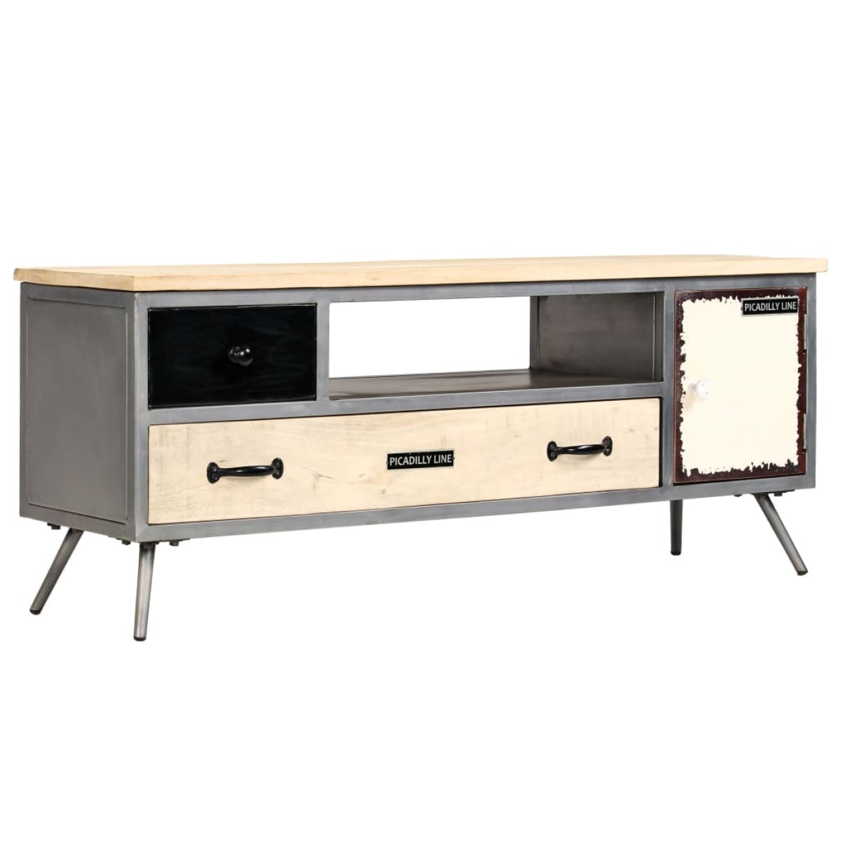 vidaXL Έπιπλο Τηλεόρασης 120x30x45 εκ. από Μασίφ Ξύλο Μάνγκο & Ατσάλι