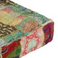 vidaXL Πουφ Patchwork Τετράγωνο Χειροπ. Πράσινο 50x50x12 εκ. Βαμβάκι