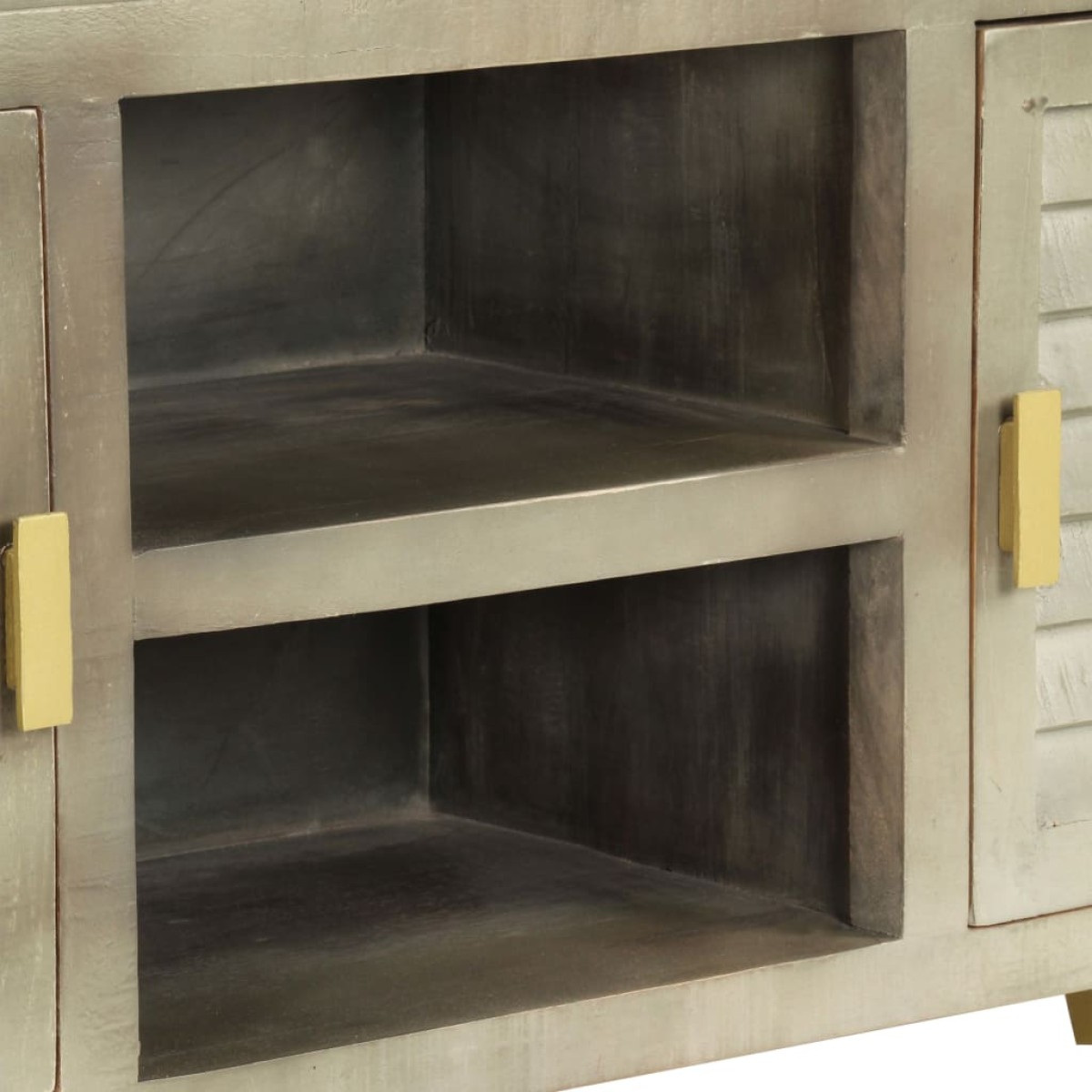 vidaXL Έπιπλο Τηλεόρασης Γκρι Με Ορείχαλκο 110x30x48 εκ. Μασίφ Μάνγκο