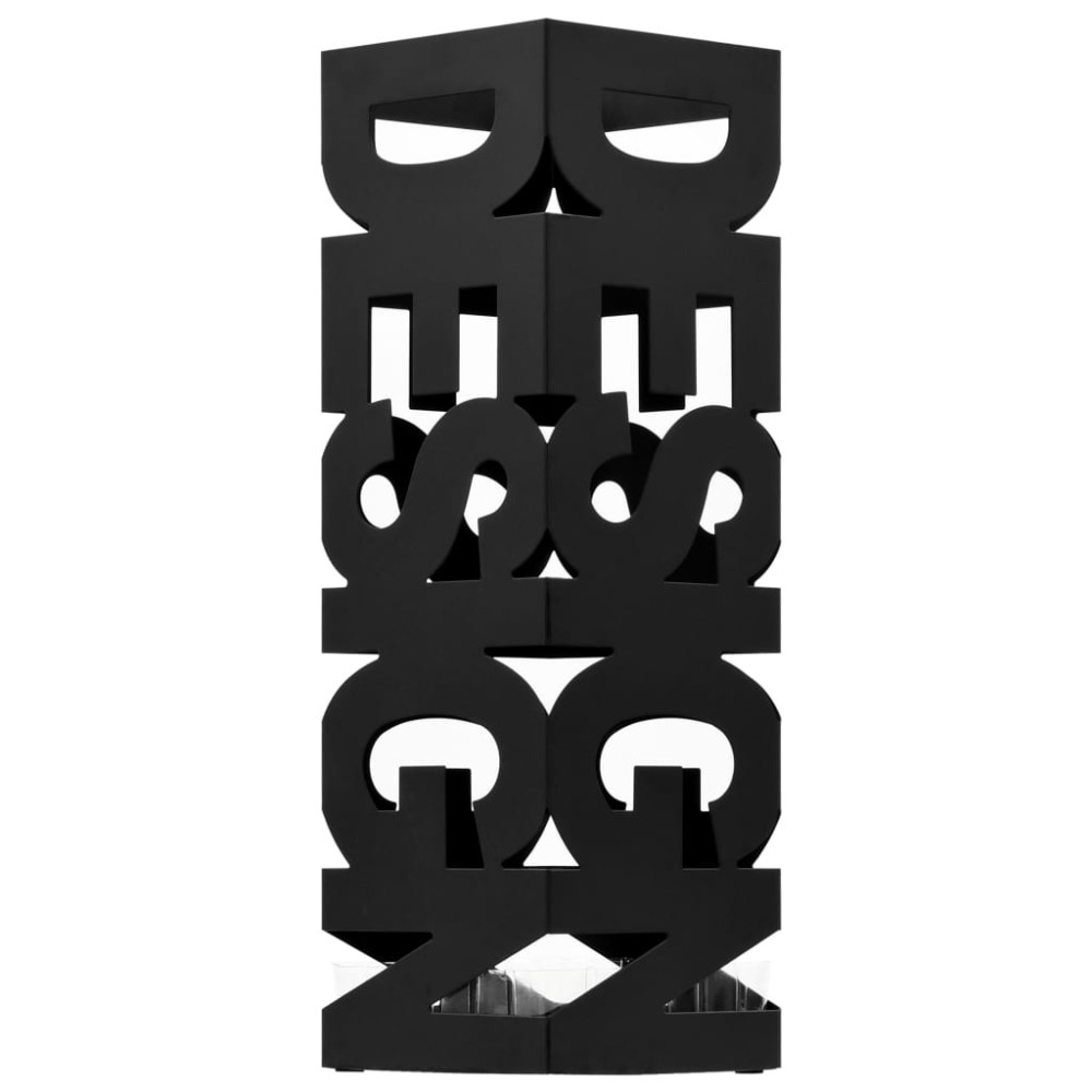 vidaXL Ομπρελοθήκη με Σχέδιο Design Μαύρη Ατσάλινη