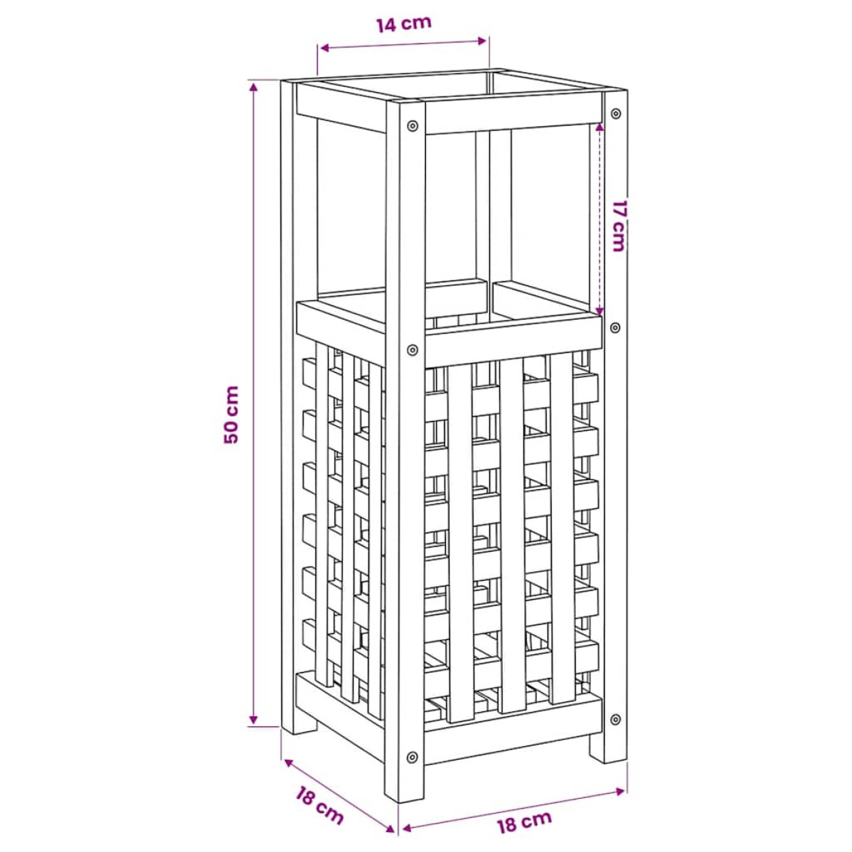 vidaXL Ομπρελοθήκη 18 x 18 x 50 εκ. από Μασίφ Ξύλο Καρυδιάς