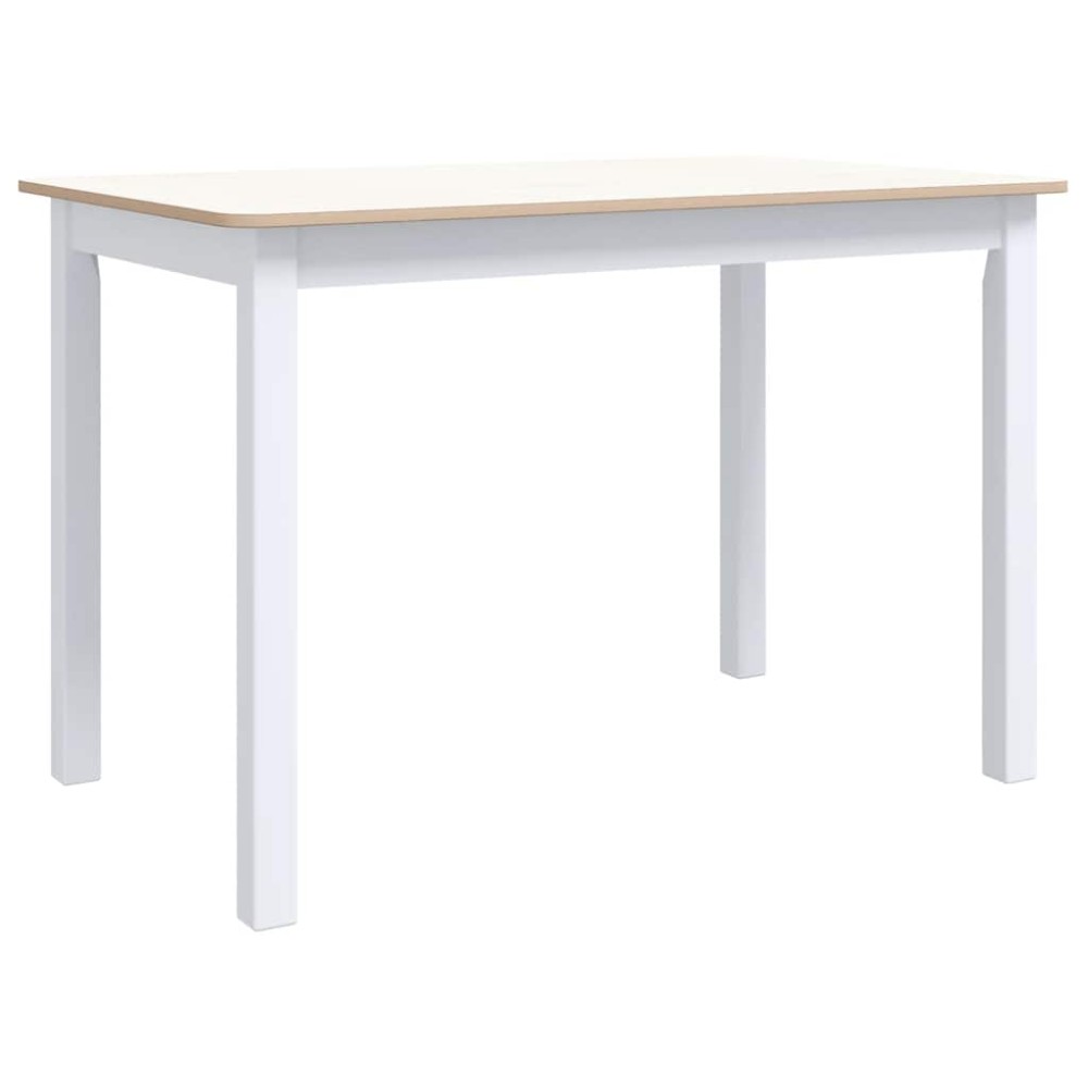vidaXL Τραπεζαρία Λευκή/Καφέ 114x71x75 εκ Μασίφ Ξύλο Καουτσουκόδεντρου