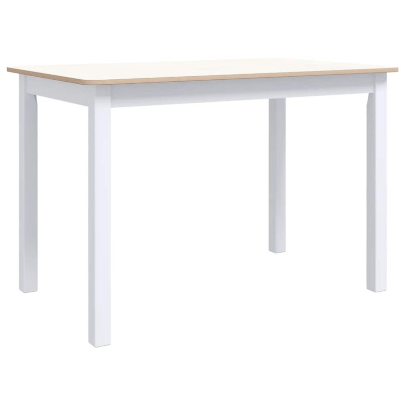 vidaXL Τραπεζαρία Λευκή/Καφέ 114x71x75 εκ Μασίφ Ξύλο Καουτσουκόδεντρου