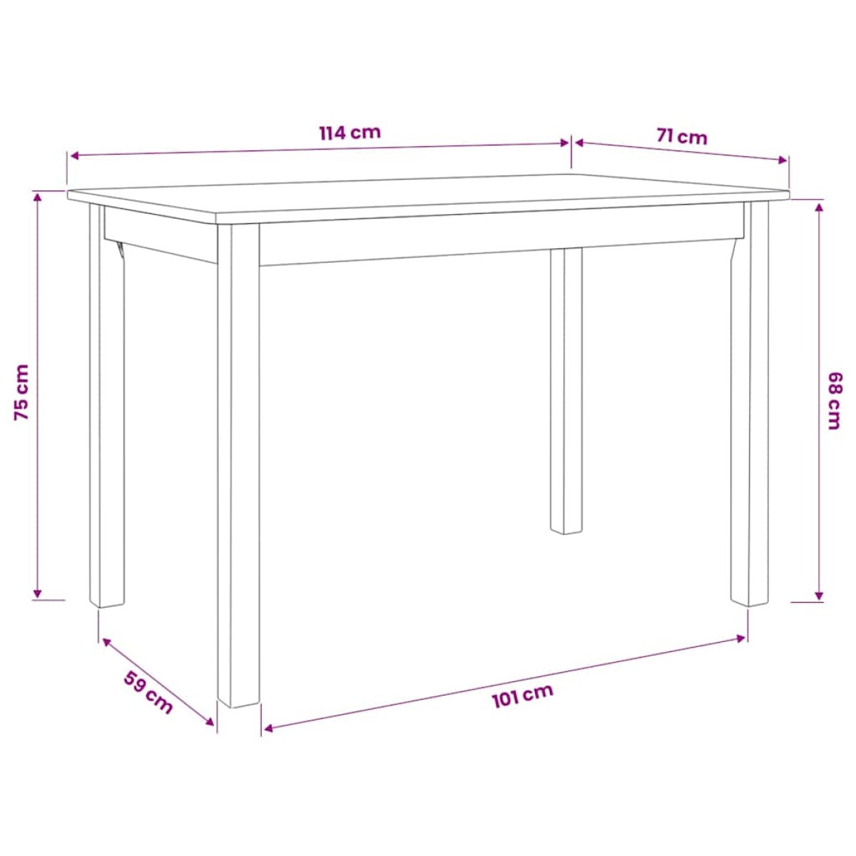 vidaXL Τραπεζαρία Λευκή/Καφέ 114x71x75 εκ Μασίφ Ξύλο Καουτσουκόδεντρου