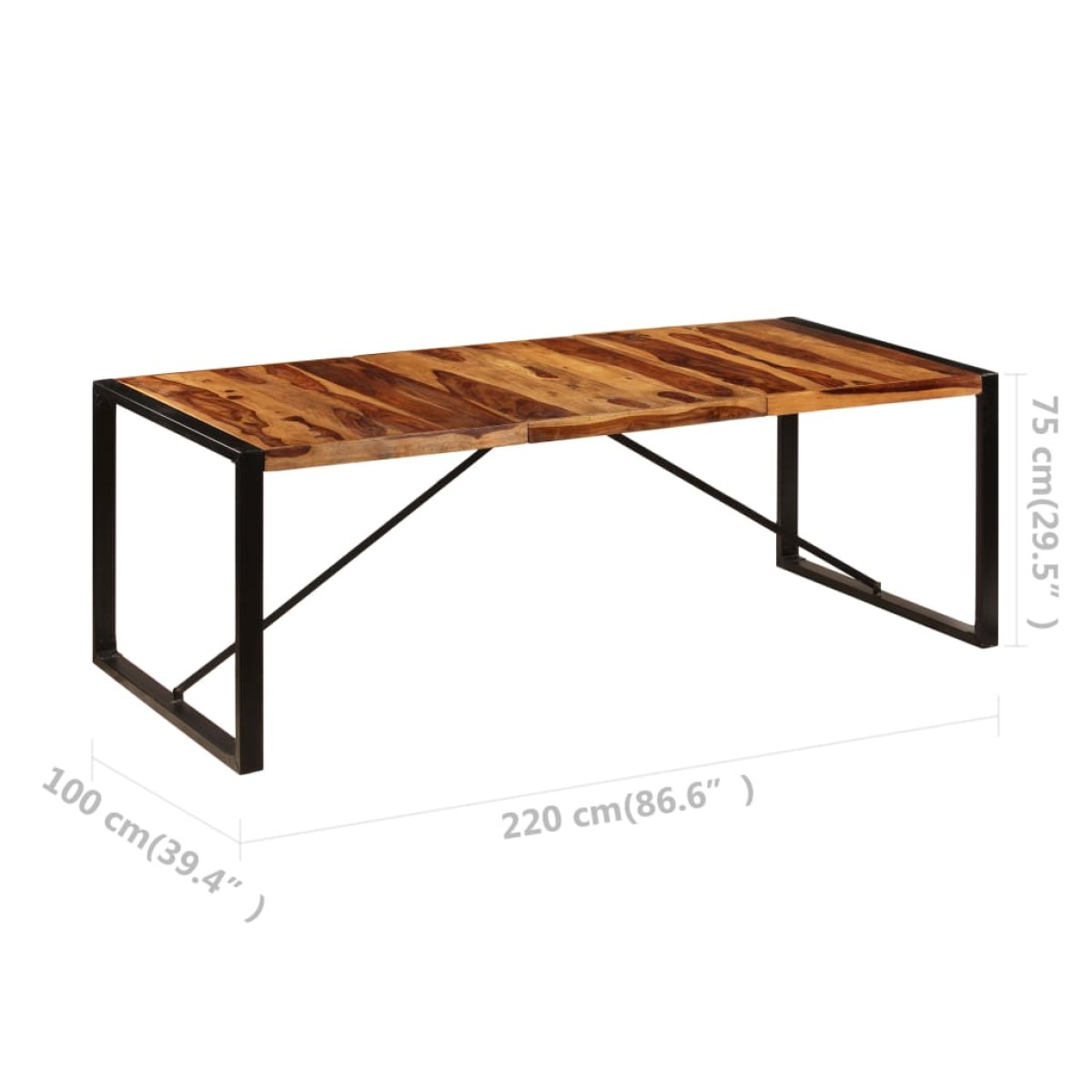 vidaXL Τραπεζαρία 220 x 100 x 75 εκ. από Μασίφ Ξύλο Sheesham