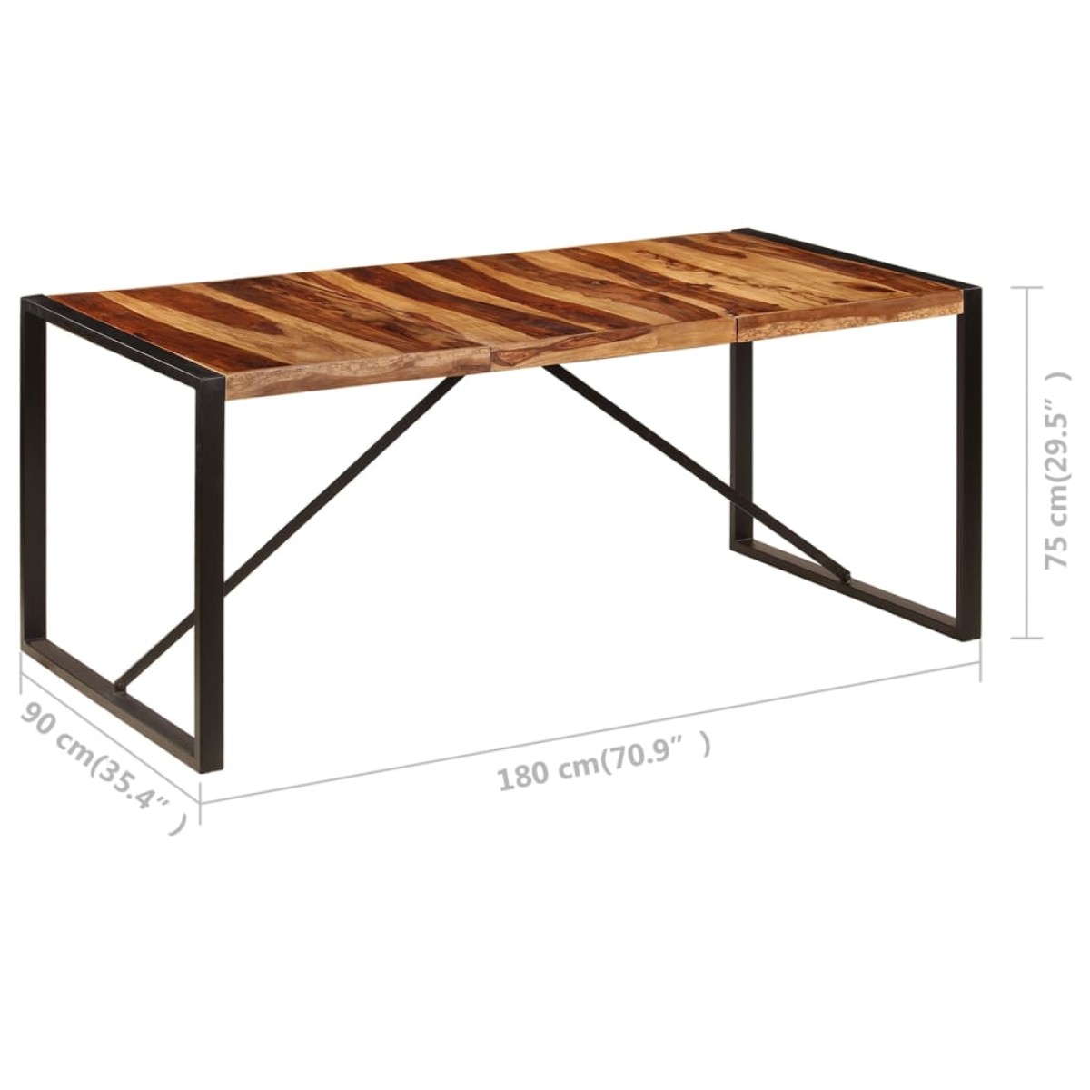 vidaXL Τραπεζαρία 180 x 90 x 75 εκ. από Μασίφ Ξύλο Sheesham