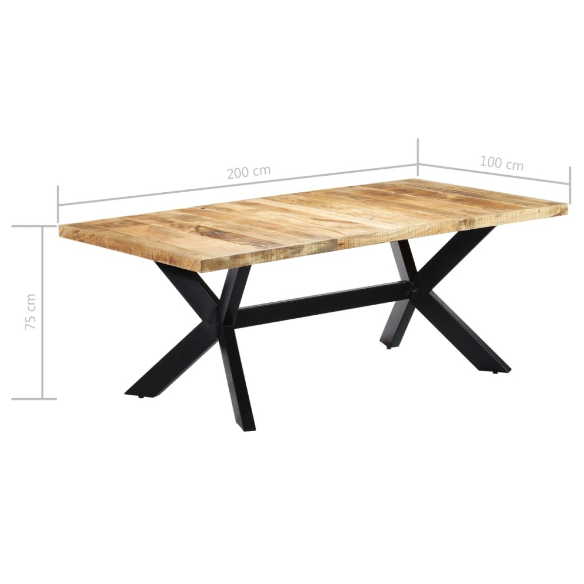 vidaXL Τραπεζαρία 200 x 100 x 75 εκ. από Μασίφ Ξύλο Μάνγκο