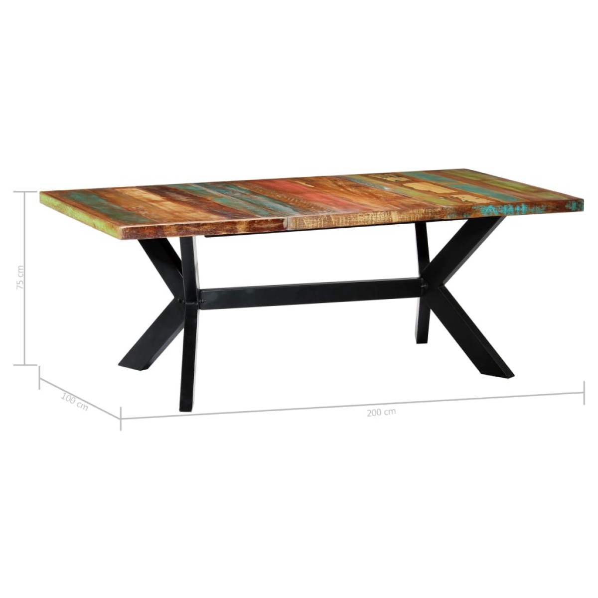 vidaXL Τραπεζαρία 200 x 100 x 75 εκ. από Μασίφ Ανακυκλωμένο Ξύλο