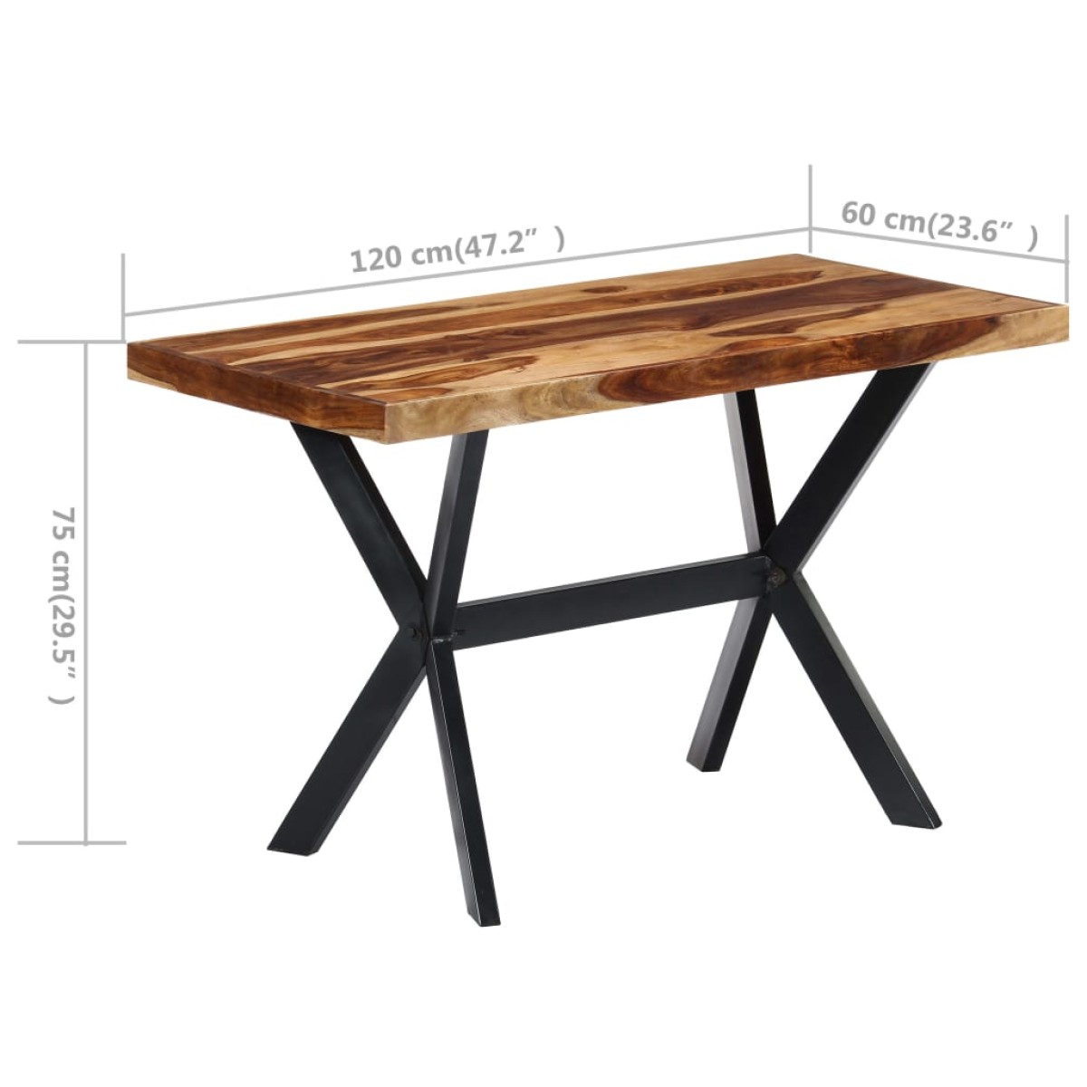 vidaXL Τραπεζαρία 120 x 60 x 75 εκ. από Μασίφ Ξύλο Sheesham