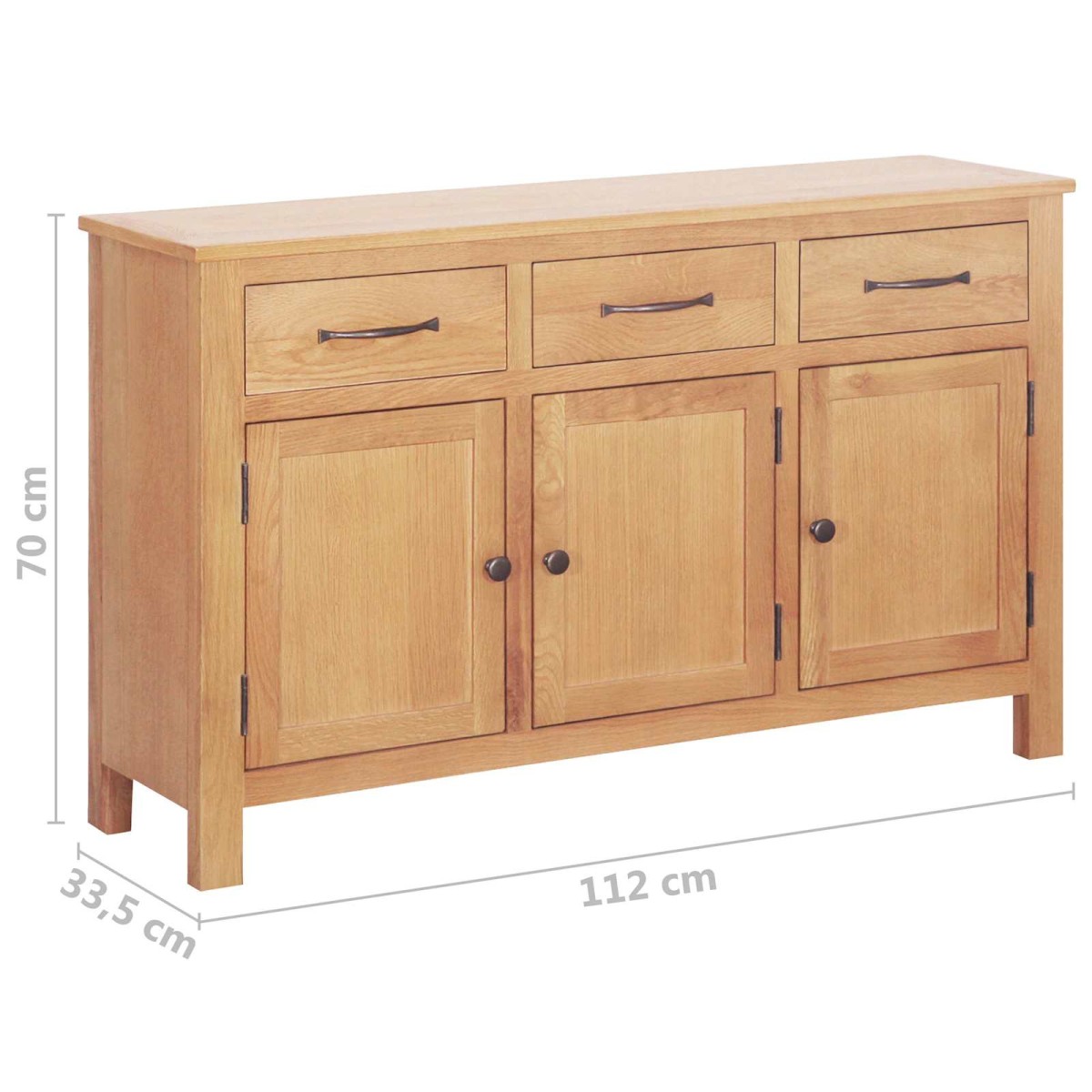 vidaXL Πλαϊνό γραφείο Καφέ 112 x 33.5 x 70 εκ. Στερεό ξύλο δρυός