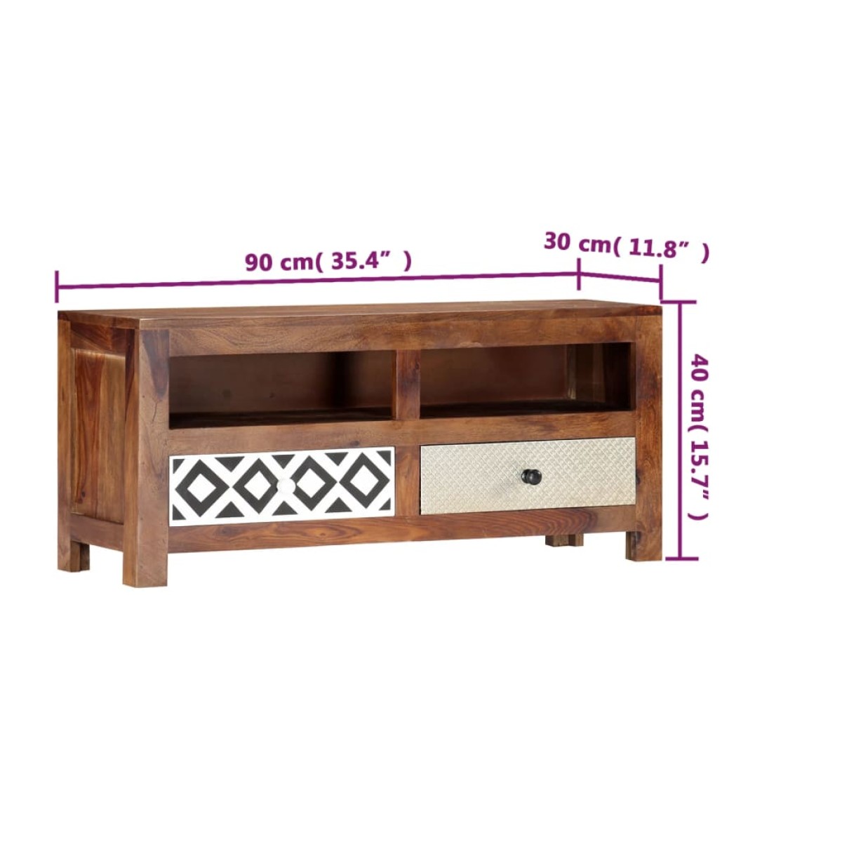 vidaXL Έπιπλο Τηλεόρασης 90 x 30 x 40 εκ. από Μασίφ Ξύλο Sheesham
