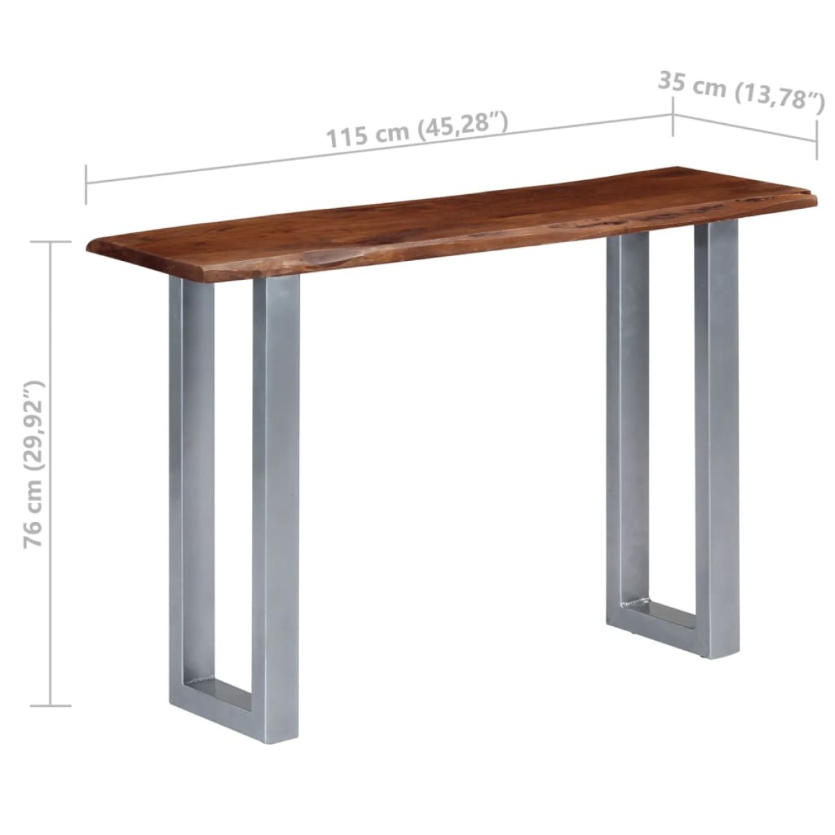 vidaXL Τραπέζι Κονσόλα 115x35x76 εκ. από Μασίφ Ξύλο Ακακίας και Σίδηρο