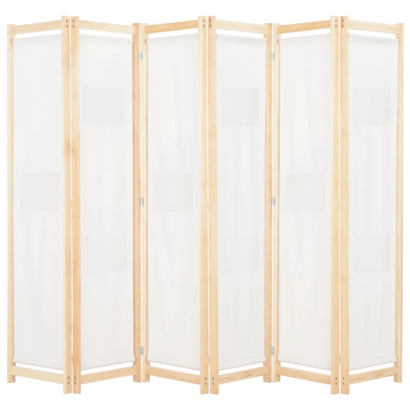 vidaXL Διαχωριστικό Δωματίου με 6 Πάνελ Κρεμ 240x170x4 εκ. Υφασμάτινο