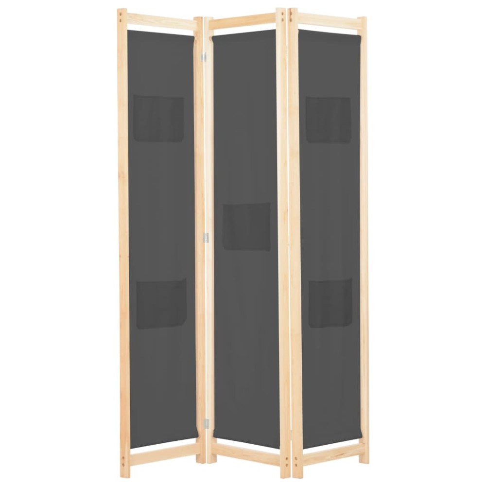 vidaXL Διαχωριστικό Δωματίου με 3 Πάνελ Γκρι 120x170x4 εκ. Υφασμάτινο