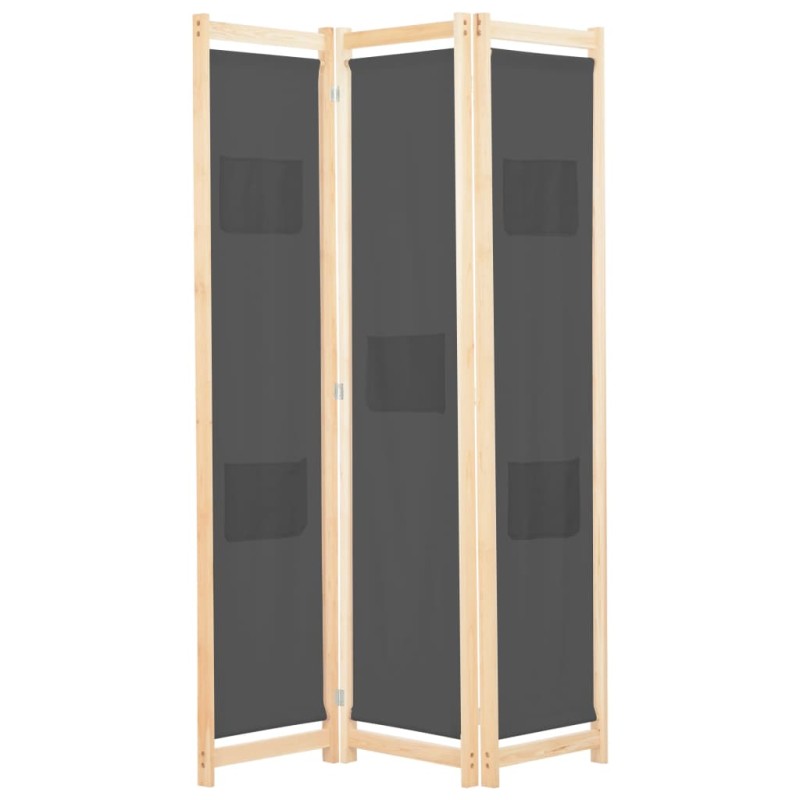 vidaXL Διαχωριστικό Δωματίου με 3 Πάνελ Γκρι 120x170x4 εκ. Υφασμάτινο