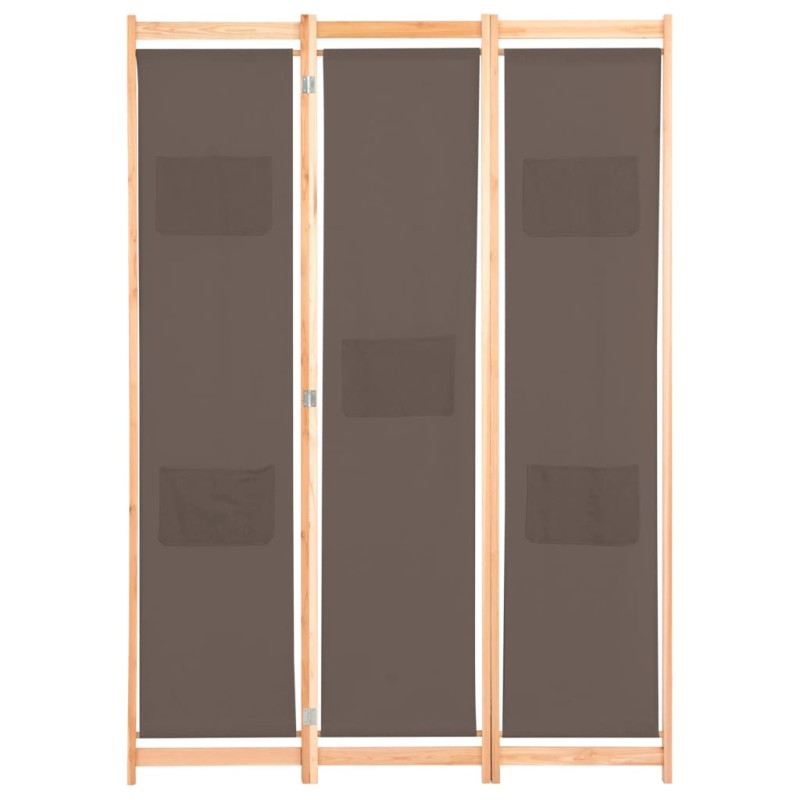vidaXL Διαχωριστικό Δωματίου με 3 Πάνελ Καφέ 120x170x4 εκ. Υφασμάτινο